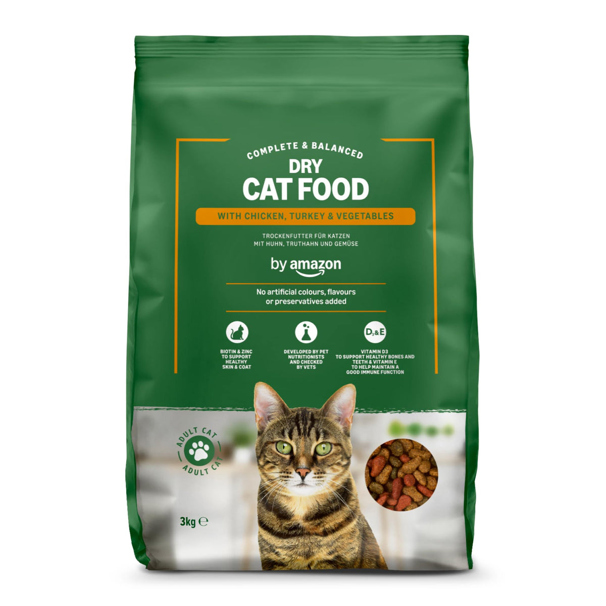 by Amazon - Complete Dry Cat Food with Salmon, Tuna and Vegetables, 2 pack of 3kg