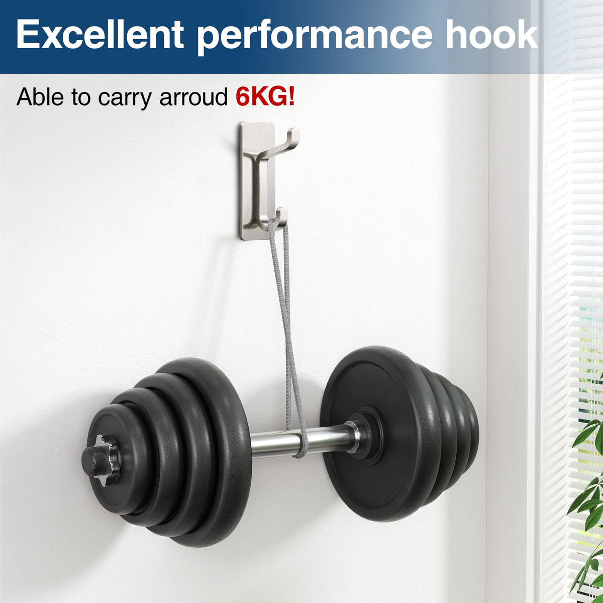 pickpiff Self Adhesive Hook, 6KG Extra Sticky and Strong, Black 4 Pack