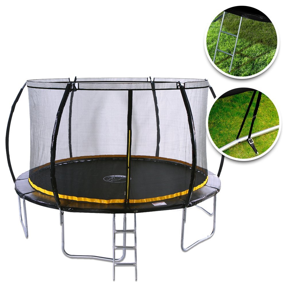 Kanga Trampoline Outdoor Round Inc Safety Enclosure Net, Ladder & Anchor Kit (Curved Shape)