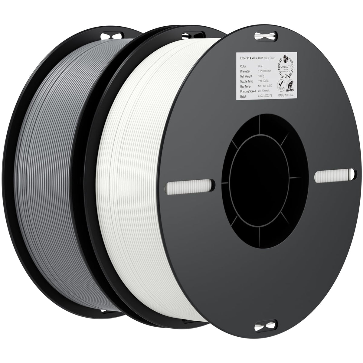 Creality Ender PLA 3D Printer Filament 1.75mm, 4 Packs 1KG Spool(2.2lbs), Dimensional Accuracy +/-0.03mm, No Clogging & Bubbles, Fits for Most FDM 3D Printers (White*4KG)