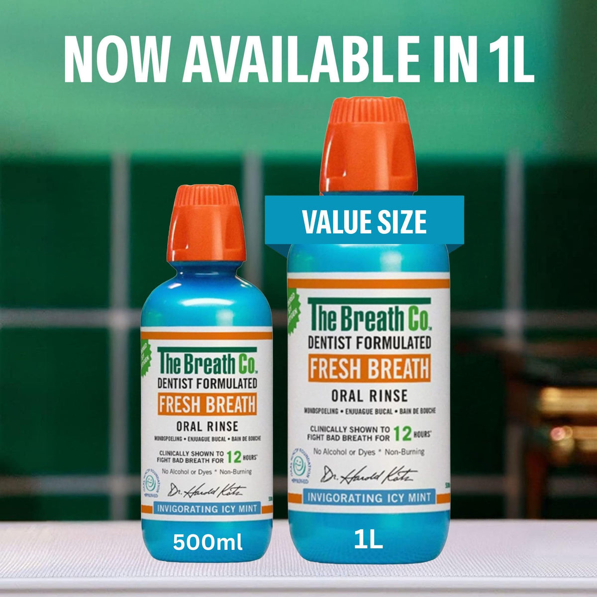 The Breath Co. ICY Mint Mouthwash, 12 Hours Fresh Breath, 500ml