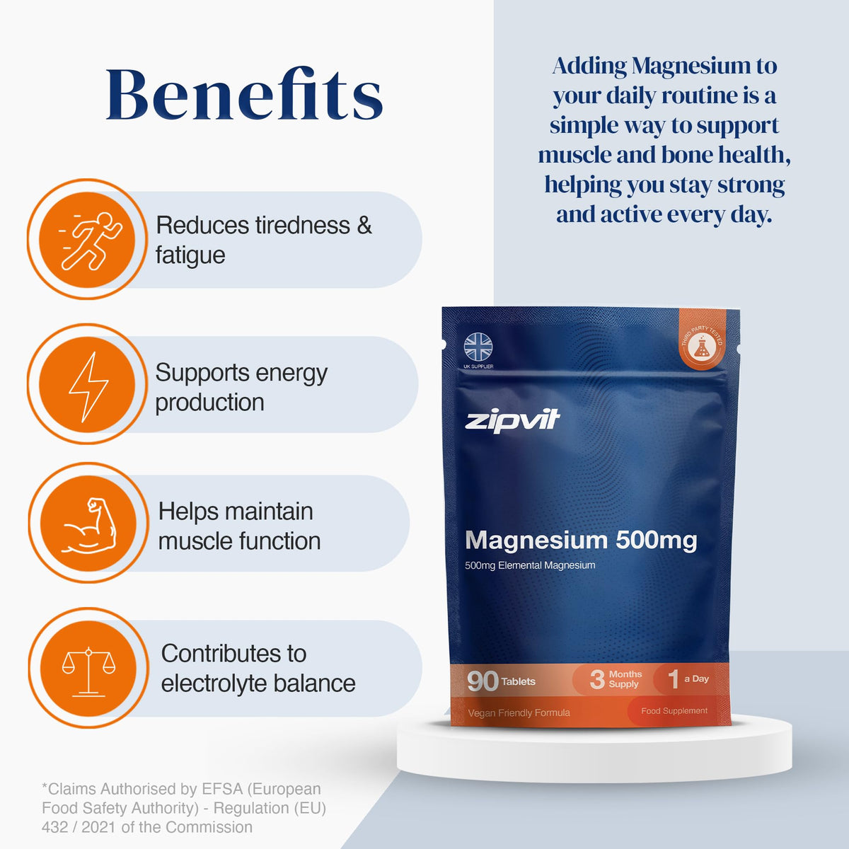 Zipvit Magnesium Glycinate 2000mg with Vitamin B6, 120 Tablets - Vegan