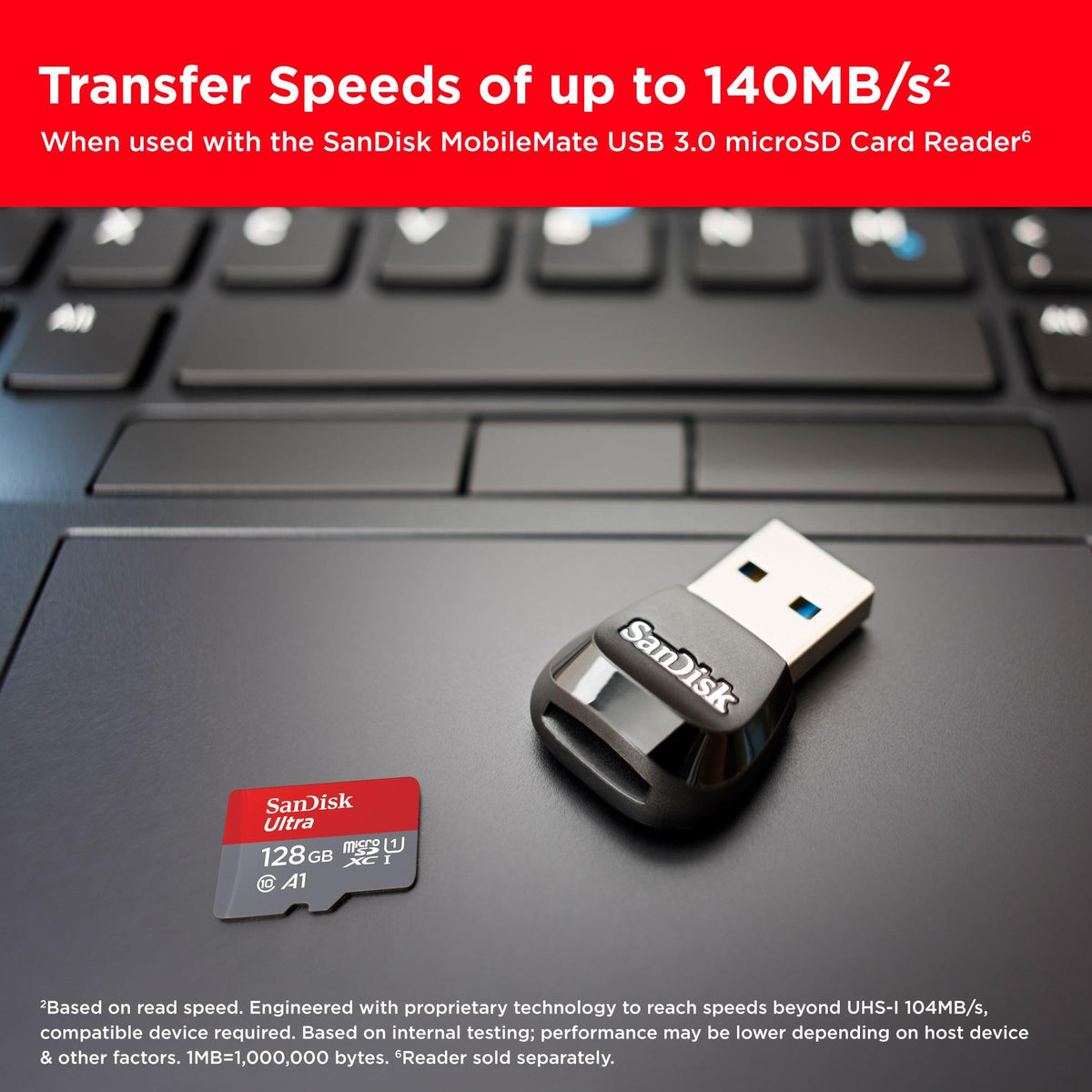 SANDISK Ultra micro SD Card + Adapter 256GB, Up to 150MB/s Read Speeds
