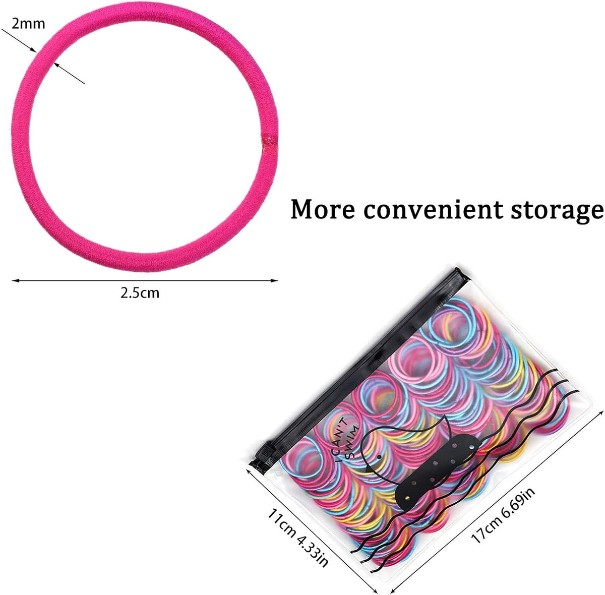 Hanyousheng 200 Pieces Hair Ties,Elastic Hairbands Ponytail Holders Hair Tie, Multicolor 2mm Hair Bands No Crease Hair Elastics Small Ponytail Holders Hair Accessories for Kids Girls Infants Toddlers