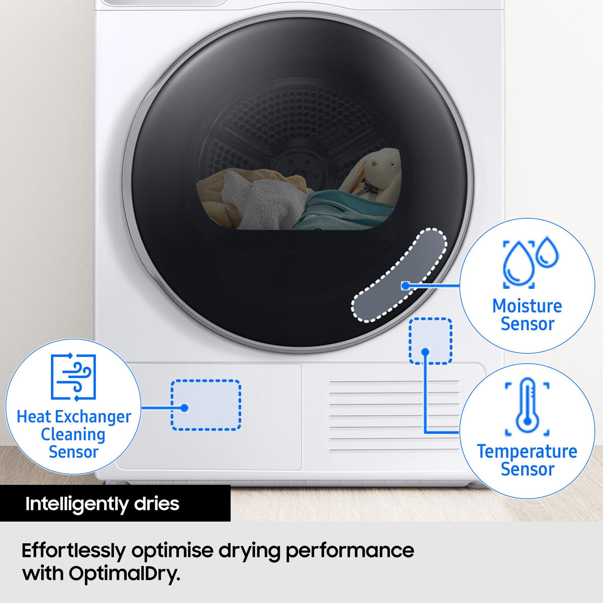 Samsung Series 6 DV90T6240LN/S1 with OptimalDry™, Freestanding Heat Pump Tumble Dryer, 9 kg, Graphite, A+++ Rated