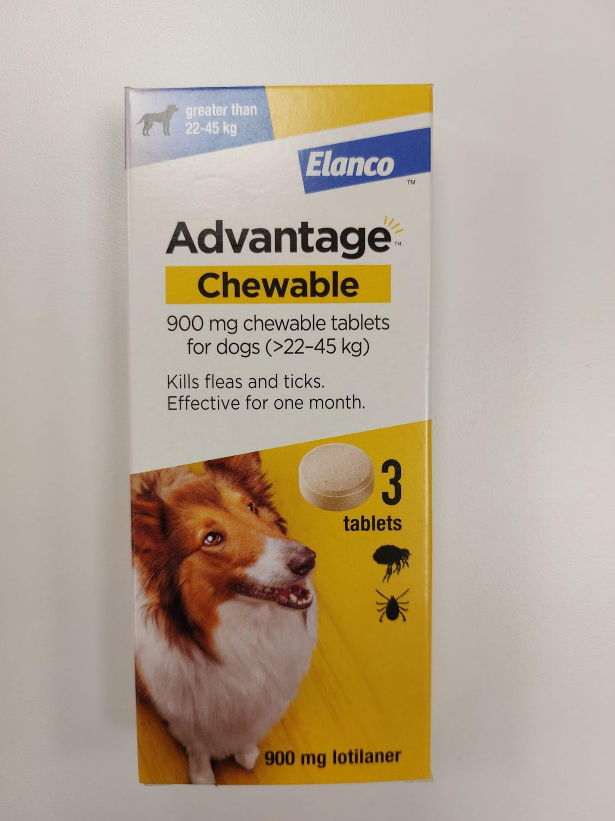Advantage Chewable 450mg Chewable Tablets for Dogs >11 - 22kg (3 pack), Flea and Tick Treatment, Fast Acting Kills Fleas Within Hours, Prevention Lasts For A Month, Easy To Administer