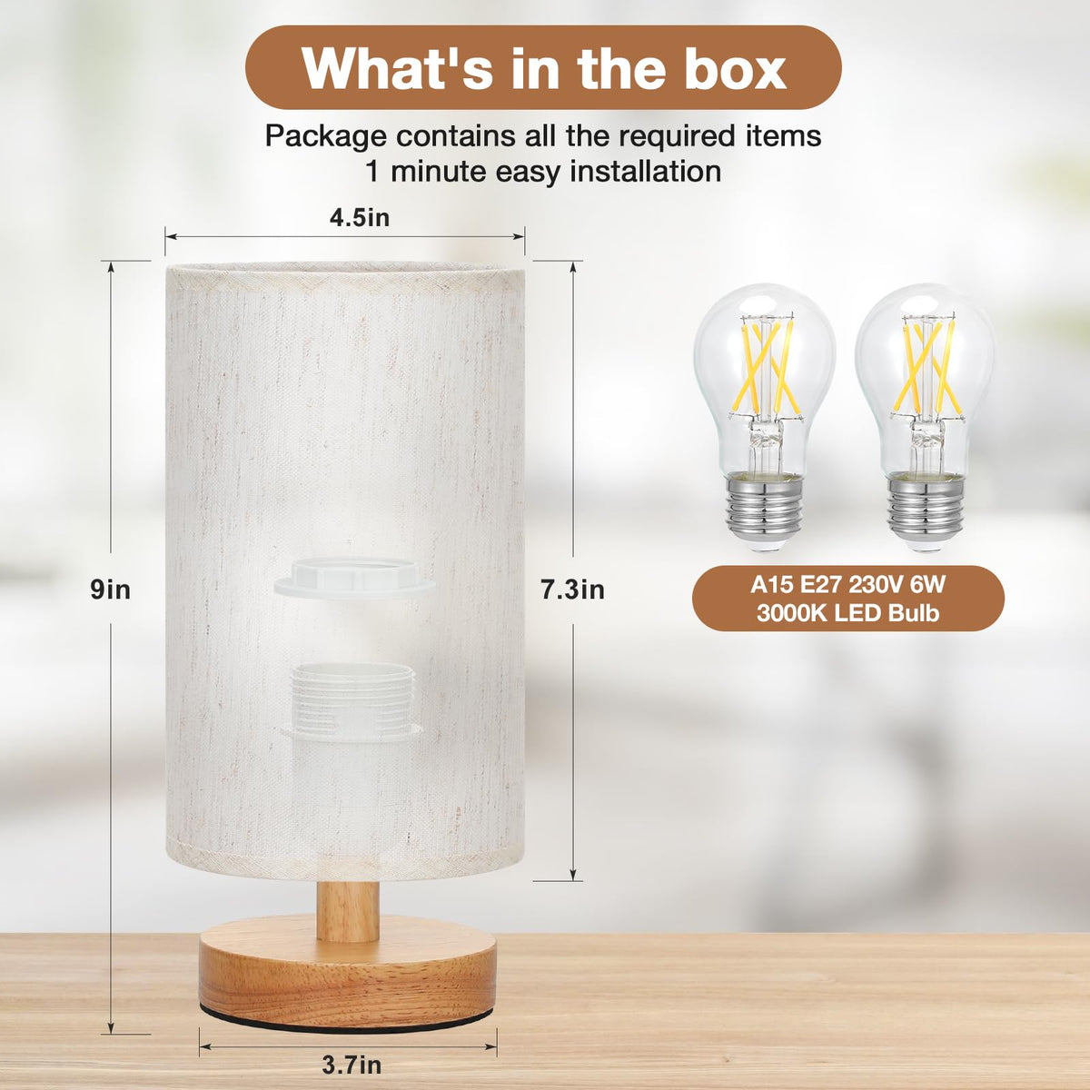 Aooshine Bedside Lamps, 3000K Warm Table Lamp for Bedroom Living Room