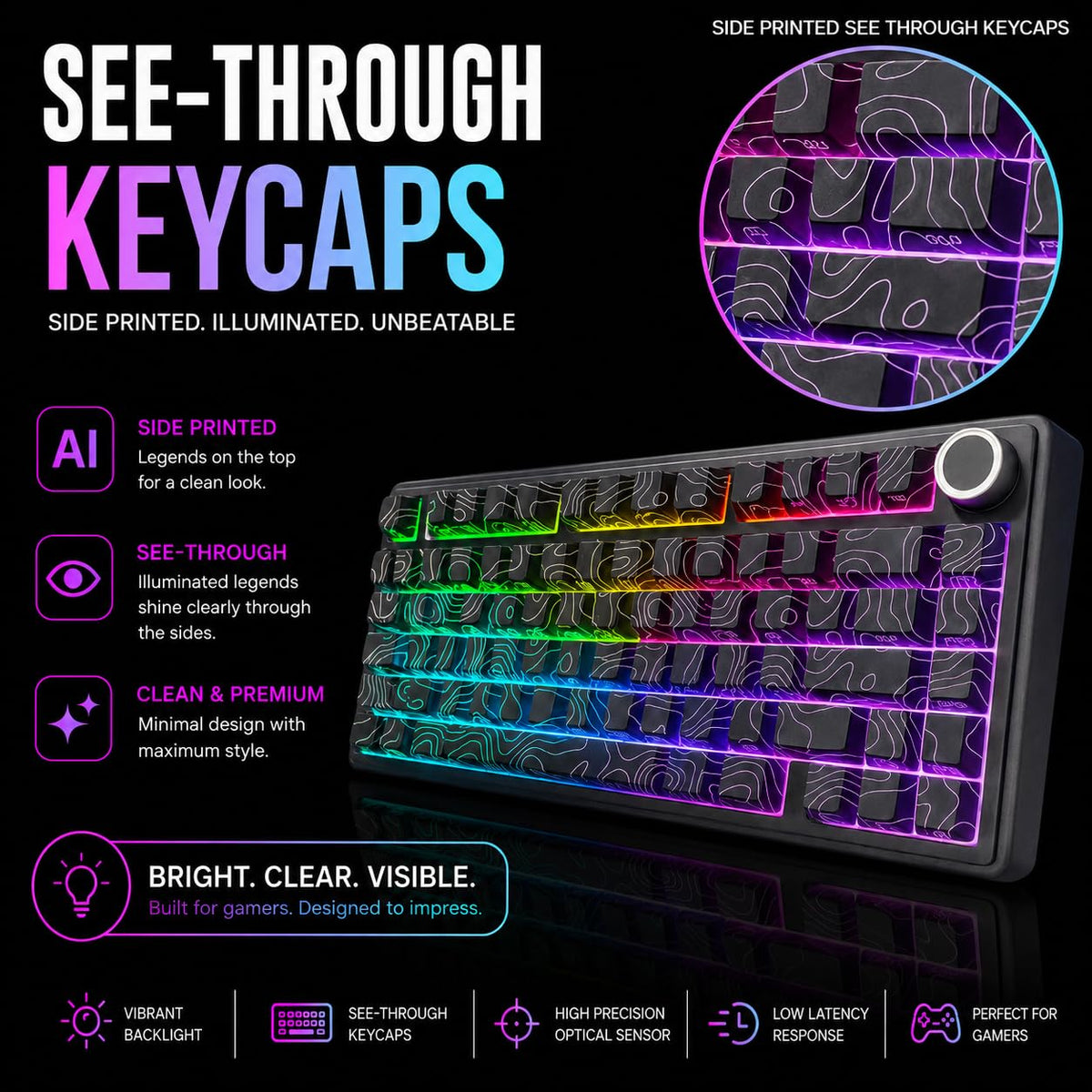 AULA F75 75% Wireless Mechanical Keyboard,2.4Ghz/Type-C/BT5.0 Gaming Keyboards,Advanced Structure,RGB Backlight,Hot Swappable Custom Keyboard for PC/Mac (Cool Black)