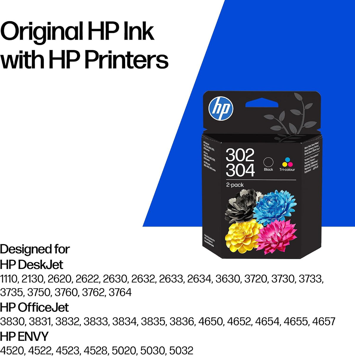 HP 302/304 Black & Tri-colour Original Ink Cartridges 2-Pack