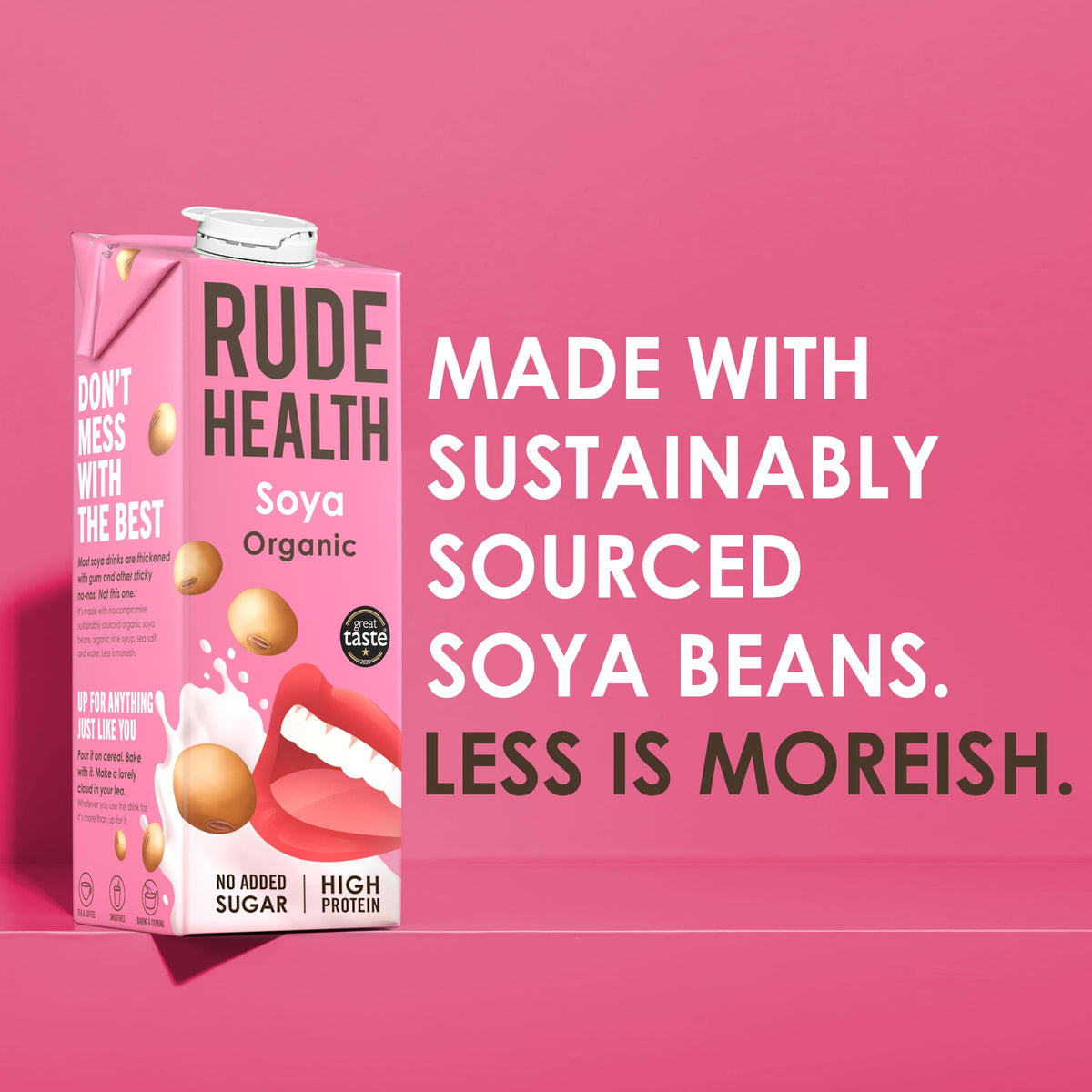 Rude Health 6 x 1 Litre Organic Oat Dairy-Alt Milk, 100% Natural Organic Drink, Lactose Free, Dairy Free & Gluten-Free, No Added Sugar, Award-Winning, Healthy & Vegan, 100% Recyclable Packaging