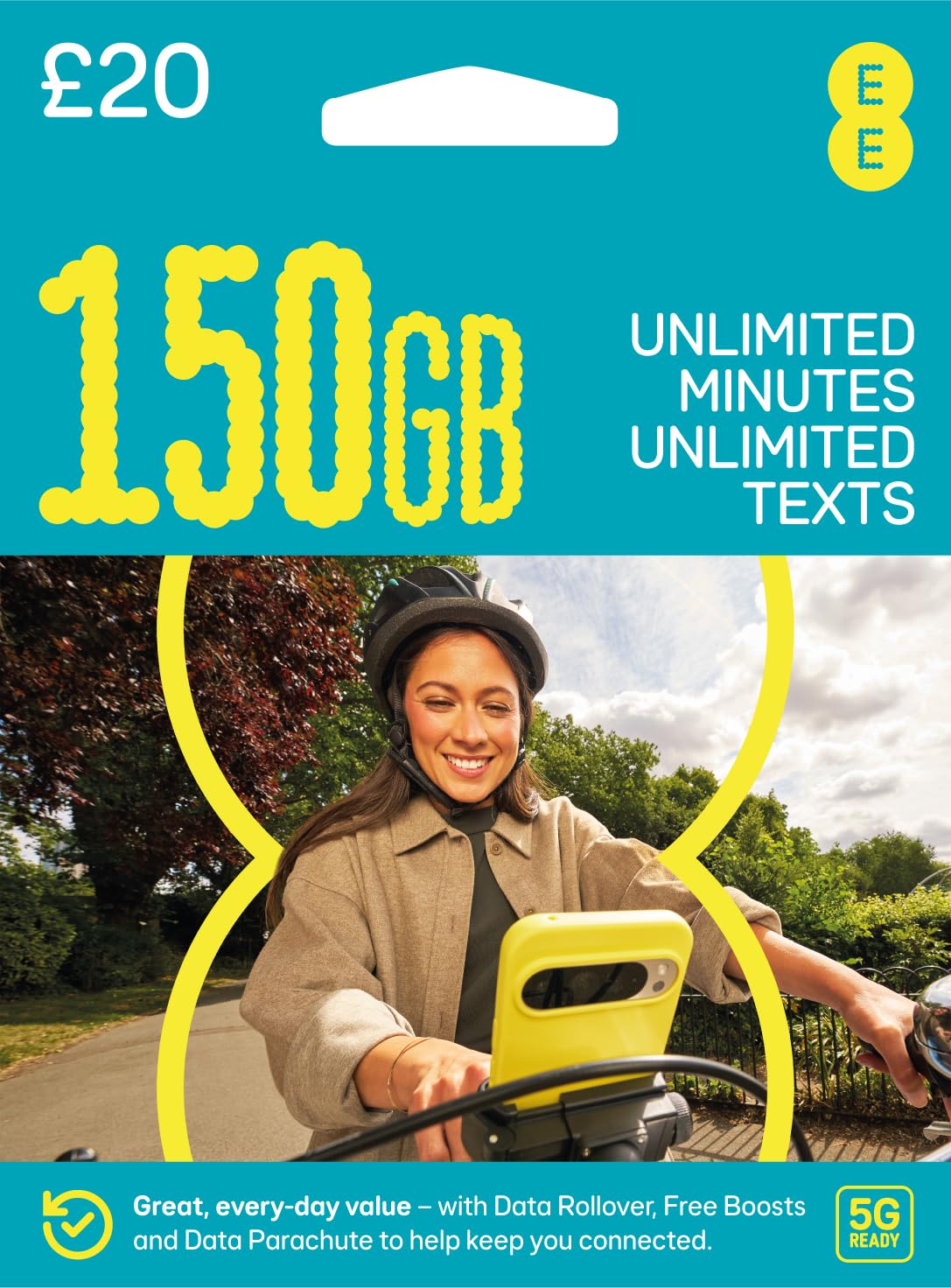 EE PAYG £10 Data Sim Includes £10 pre-paid credit, 20GB Data, 500 Minutes and Unlimited Texts (EE £10-20GB)
