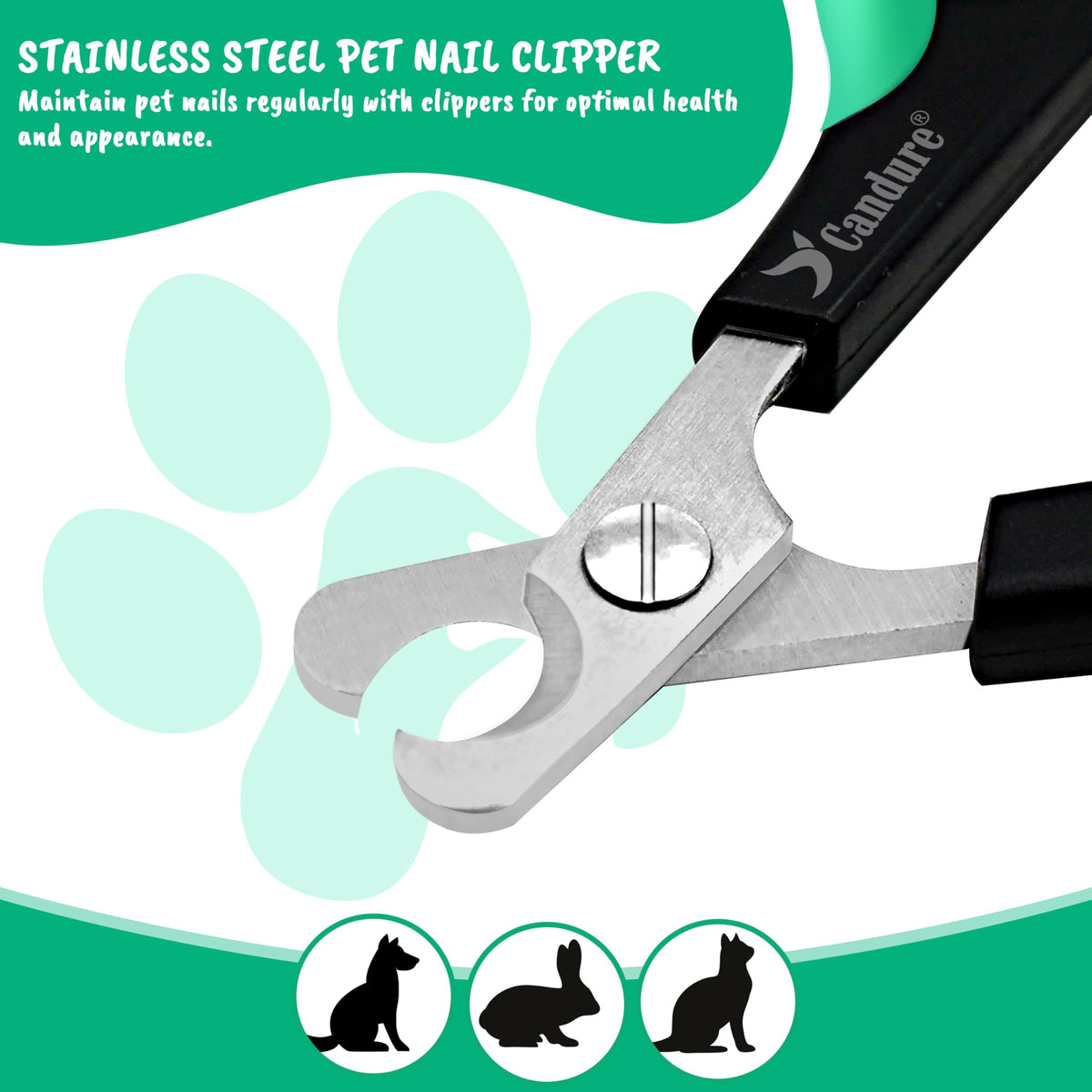Candure Dog Nail Clippers for Large, Medium and Small Breed Professional Pet Nail Clipper Suitable for Cats, Rabbits and Guinea Pigs with Safety Lock (All Size Pets, Dark Blue)