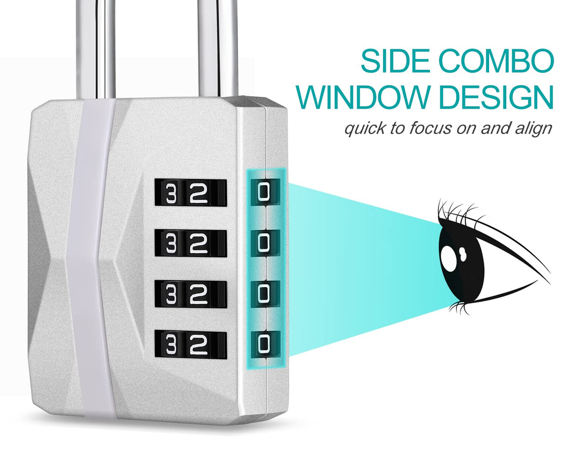 ZHEGE Combination Padlock, 4 Digit Coded Padlock (Sky Blue)