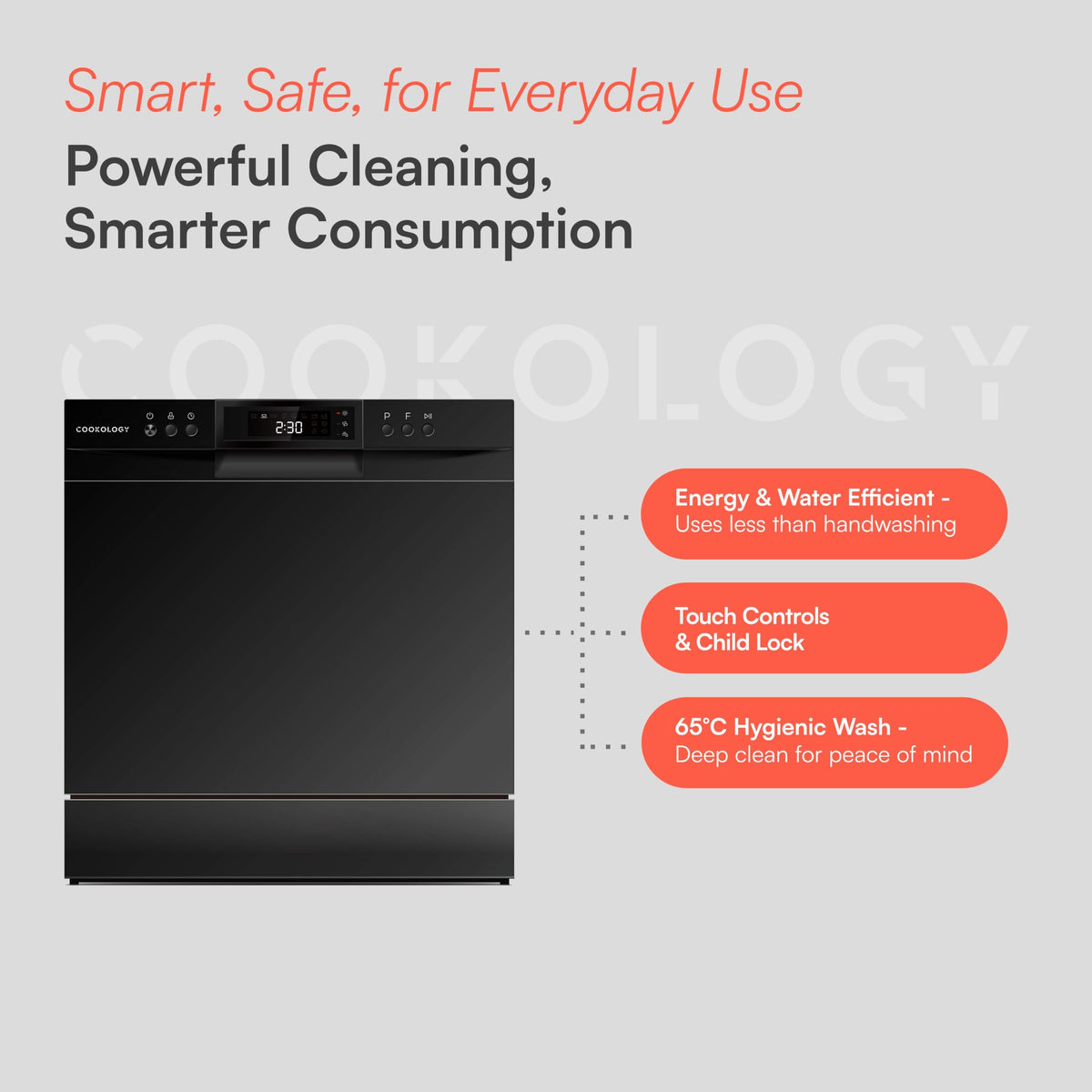 Cookology Mini Countertop Dishwasher - 8 Place Settings - Silver