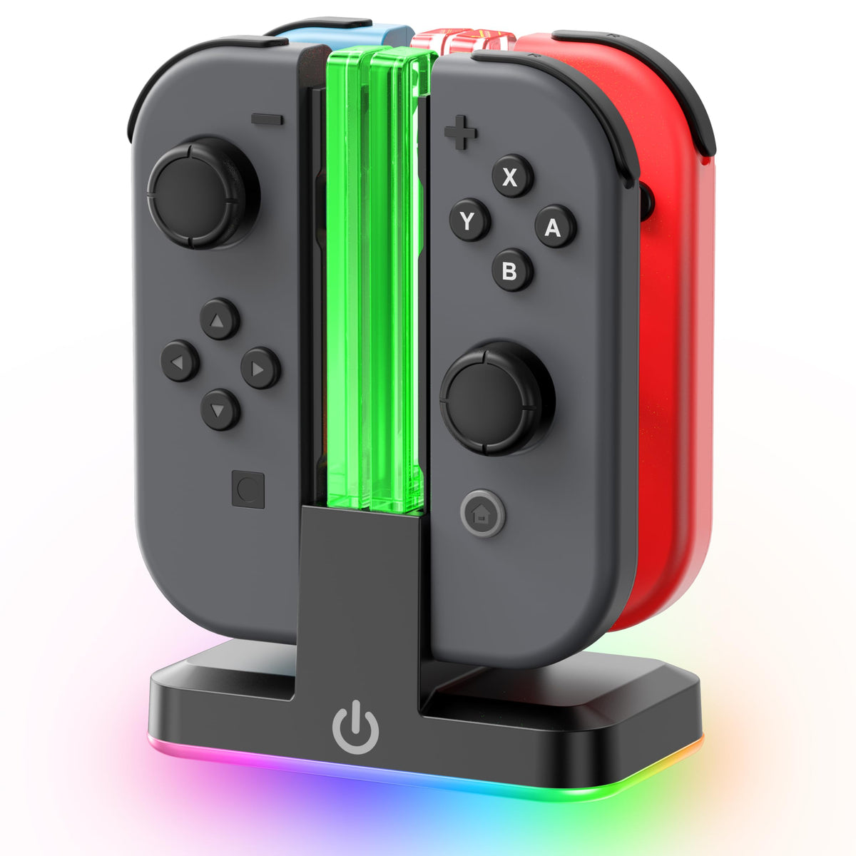 Rysker RGB Switch 2 Controller Charger for Joy-pad 2, 2H Fast Joycon 2 Charging Dock for Any Direction Charging, 9 Light Modes Switch 2 Joycon Charger Station
