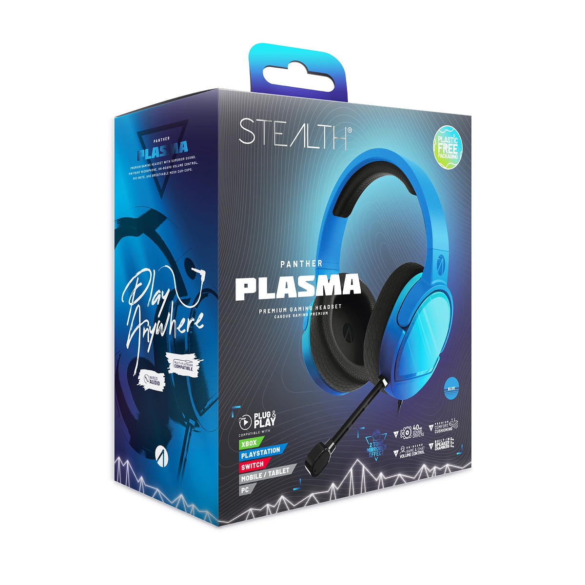 STEALTH PANTHER Sky - Over Ear Gaming Headset PS4/PS5, XBOX, Switch, PC with Flexible Mic, 3.5mm Jack, 1.5m Cable, Lightweight, Comfortable and Durable