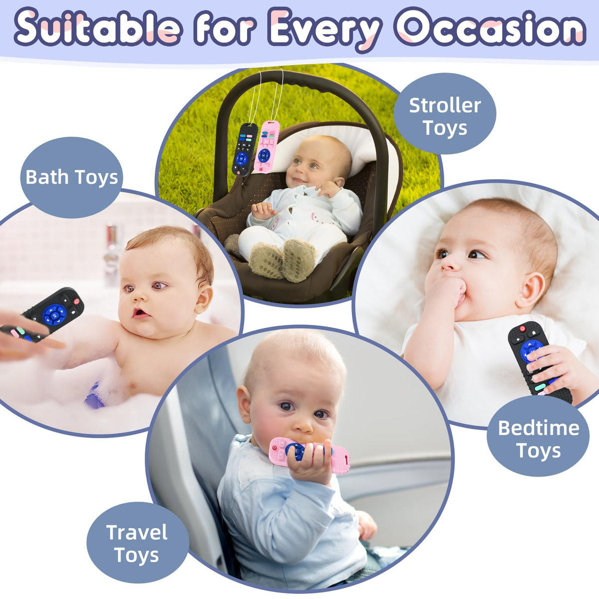 AiTuiTui Baby Teether for Teething Relief Baby Toys 0 3 6 9 12 Months, Sensory Silicone Remote Control Baby Teether Toy for Babies Newborn Infant Boy Girl Autism Toys for Baby Gifts