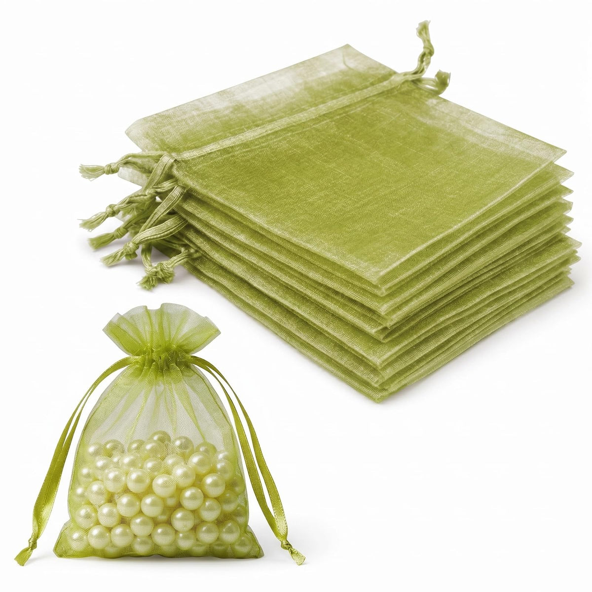 Lafefe 20Pcs Organza Gift Pouches, 7x9CM Clear Mesh Drawstring Pouches, Organza Gift Bags for Wedding Favours, Party, Festival, Candy and Game Favour Bags - Pink