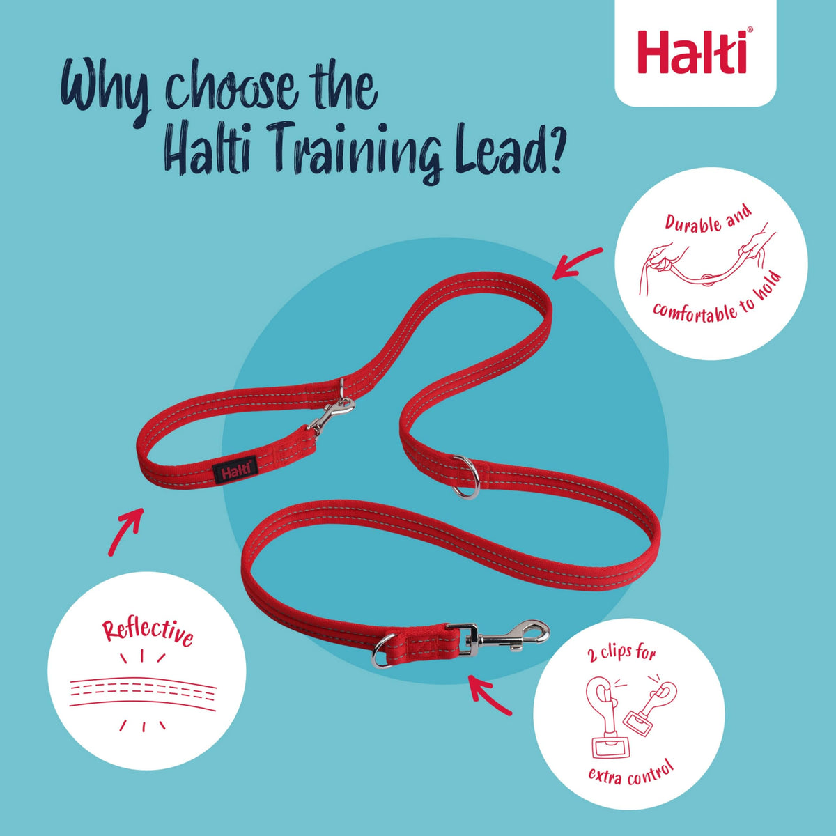 Halti Training Lead for Dogs | Size Small, Black, 2m