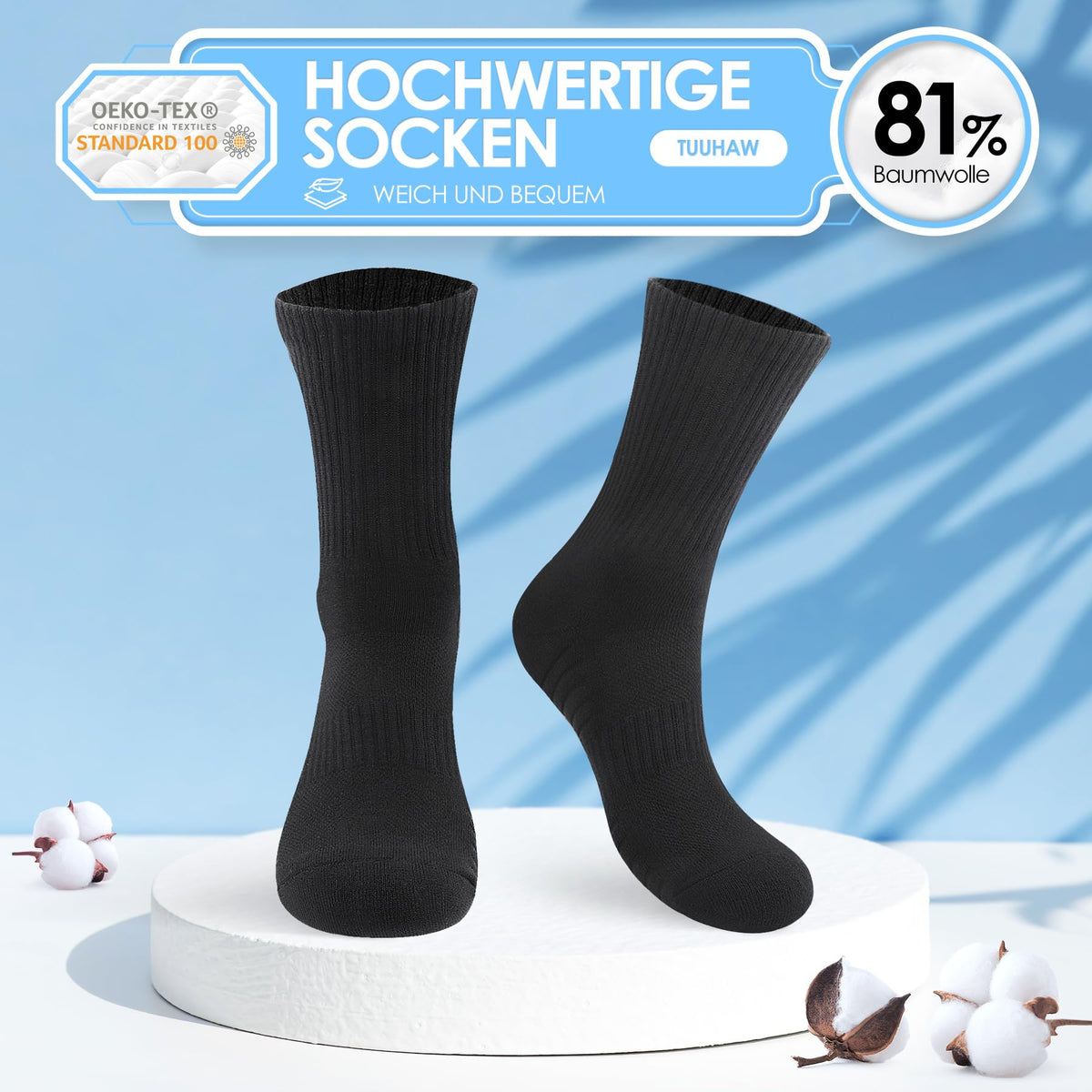 6/12 Pairs Cushioned Sports Socks for Men Women Cotton Crew Socks