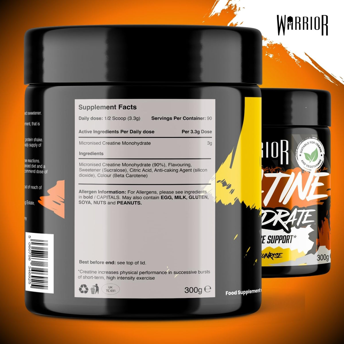Warrior Creatine Monohydrate Powder 500g Pure Micronised (166 Servings)