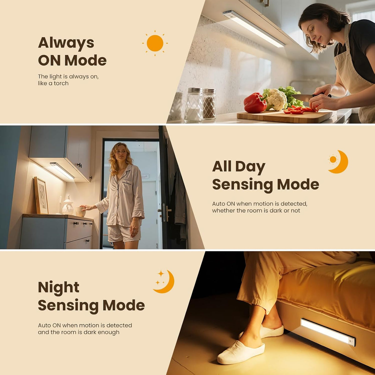 20cm Under Cabinet Kitchen Lights, Motion Sensor Lights Indoor
