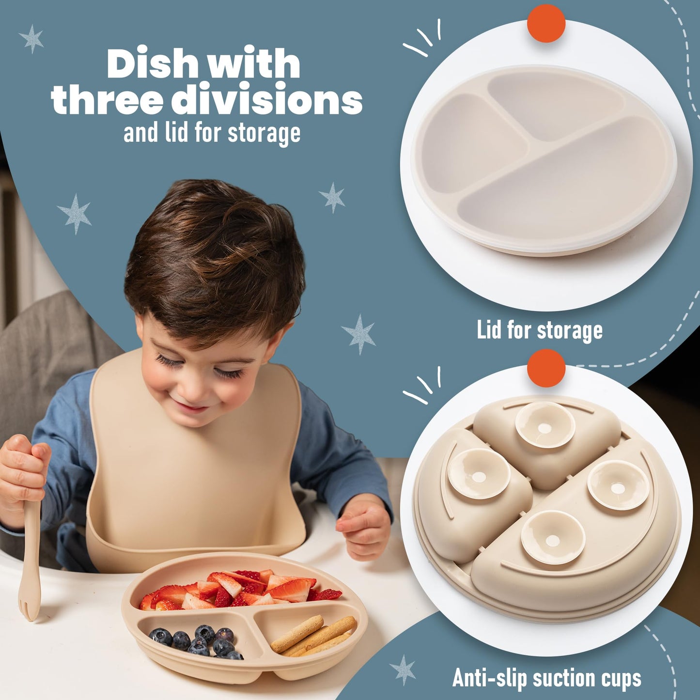 Baby Weaning Set - Silicone Baby Feeding Set with Bag for Travel or Storage at Home - Baby Fruit Feeder and Baby Bottle with Spoon Included