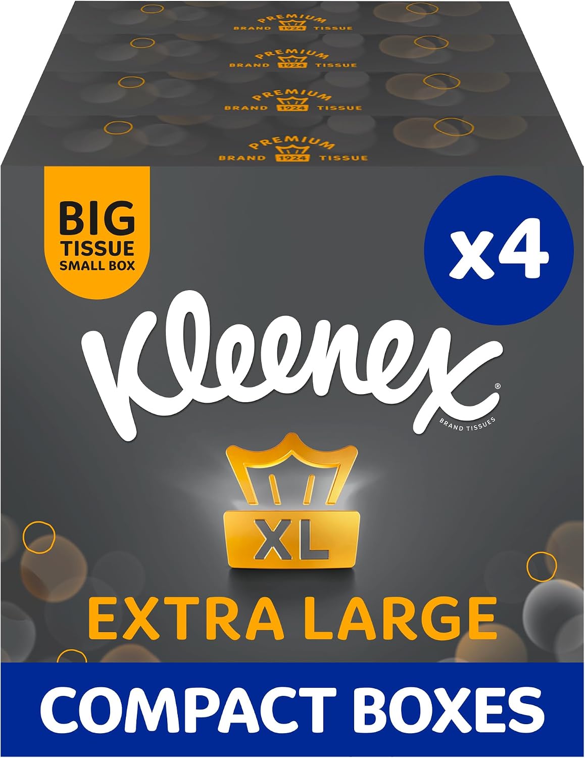 Kleenex Extra Large Facial Tissues - 4 Compact Tissue Boxes