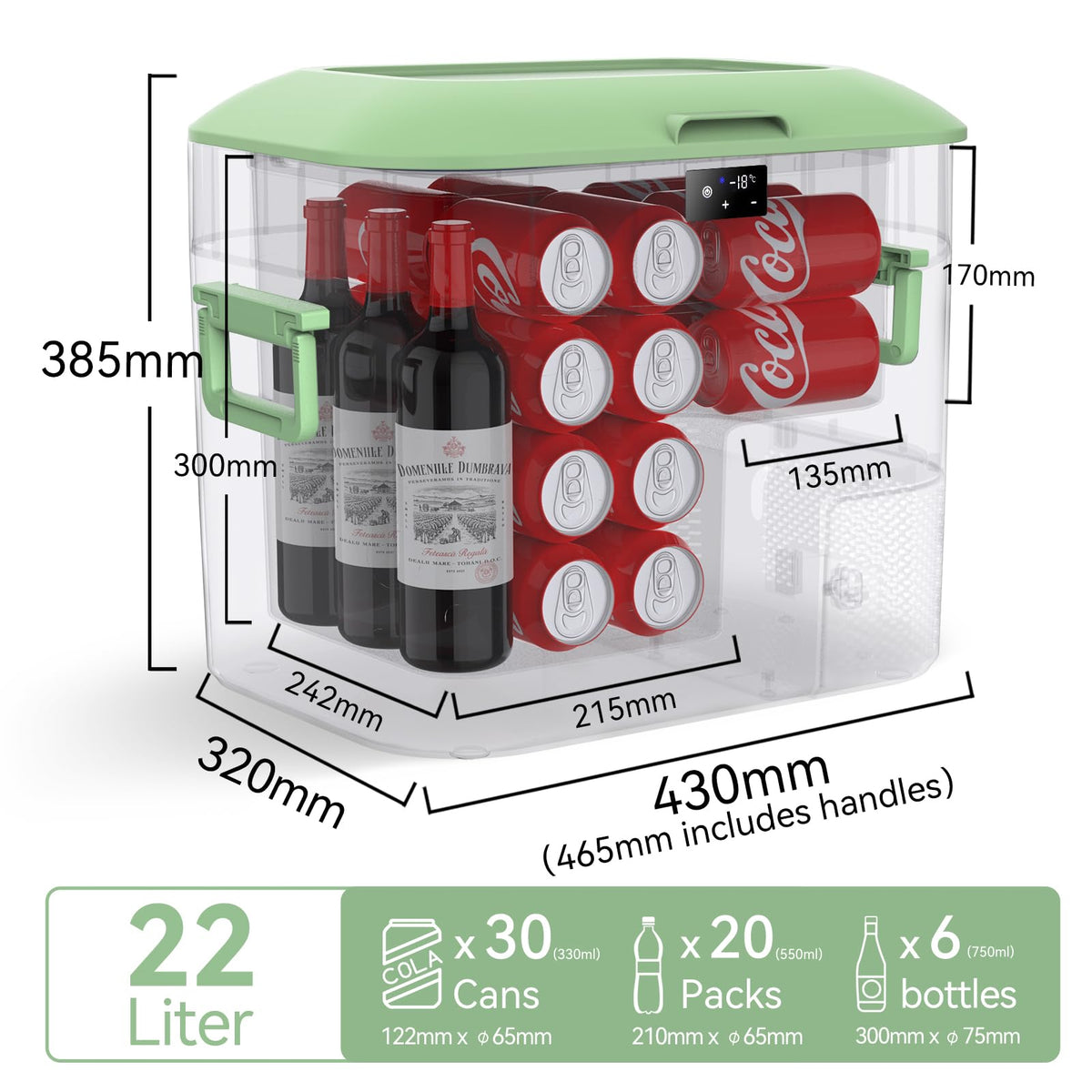 BINGI 12.8L Car Fridge Freezer Portable Compressor Cooler, 12V/24V DC & 100-240V AC Mini Refrigerator for Camping, RV, Truck, Boat, Travel, Picnic, Home Use (-18℃ to 15℃)