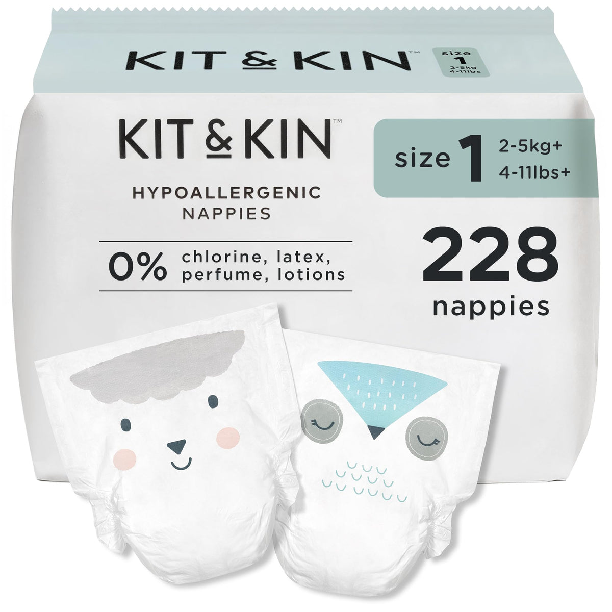 Kit & Kin Premium Baby Nappies Size 4 | 9-14 kgs / 20-31 lbs | Pack of 256 Nappies | Plant-Based Materials On Baby's Skin | Hypoallergenic | Superior up to 12 Hour Leak Protection
