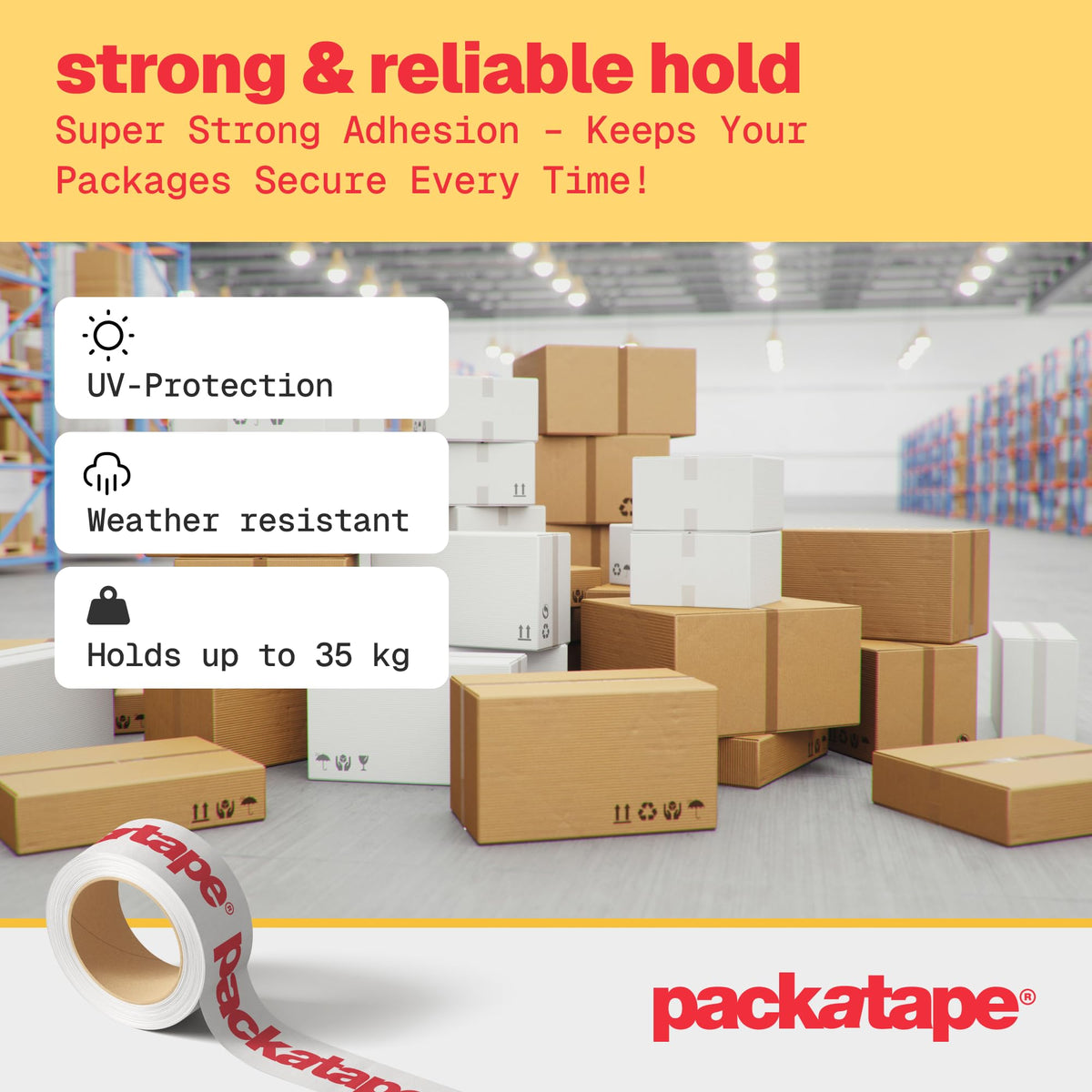 Packatape - 6 Rolls Per Pack 48MM x 66M Brown Packaging Tape for Parcels and Boxes. This 6 rolls pack of Heavy Duty Brown Packing Tape Provides a Strong, Secure and Sticky Seal for your Boxes