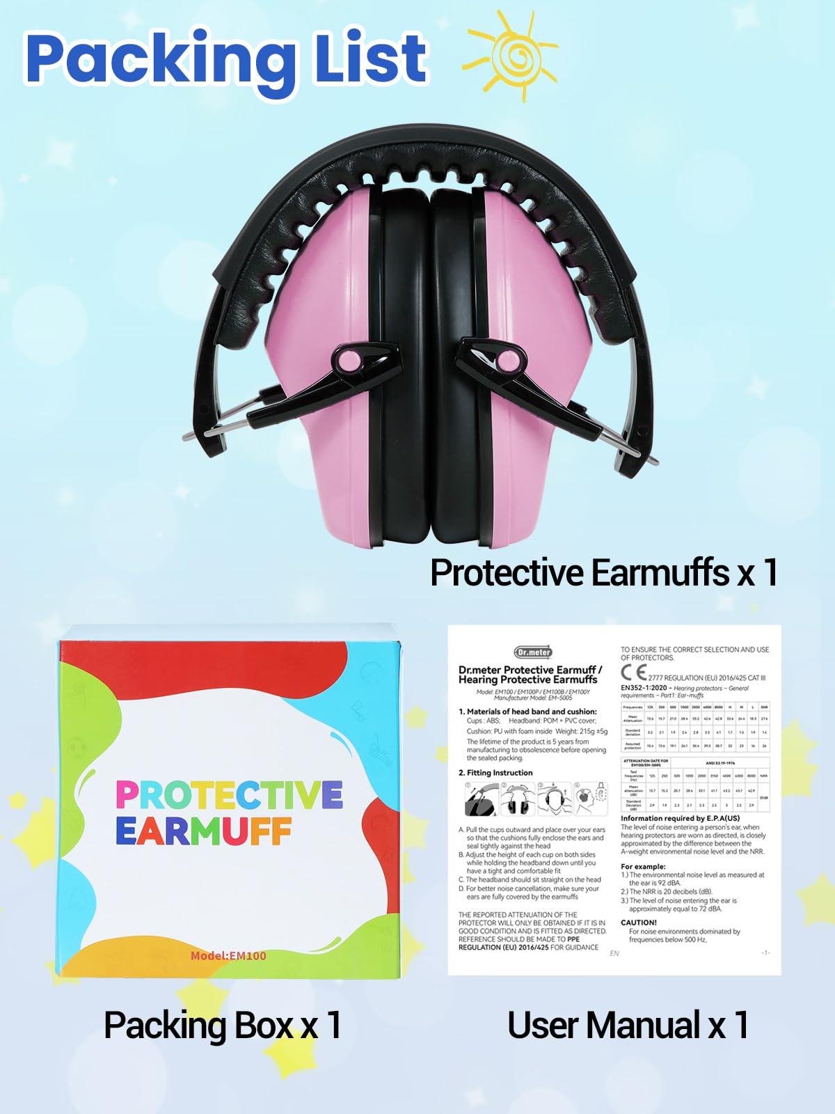 Dr.meter Ear Defenders Children SNR 27.4dB for Autism, Sensory Needs