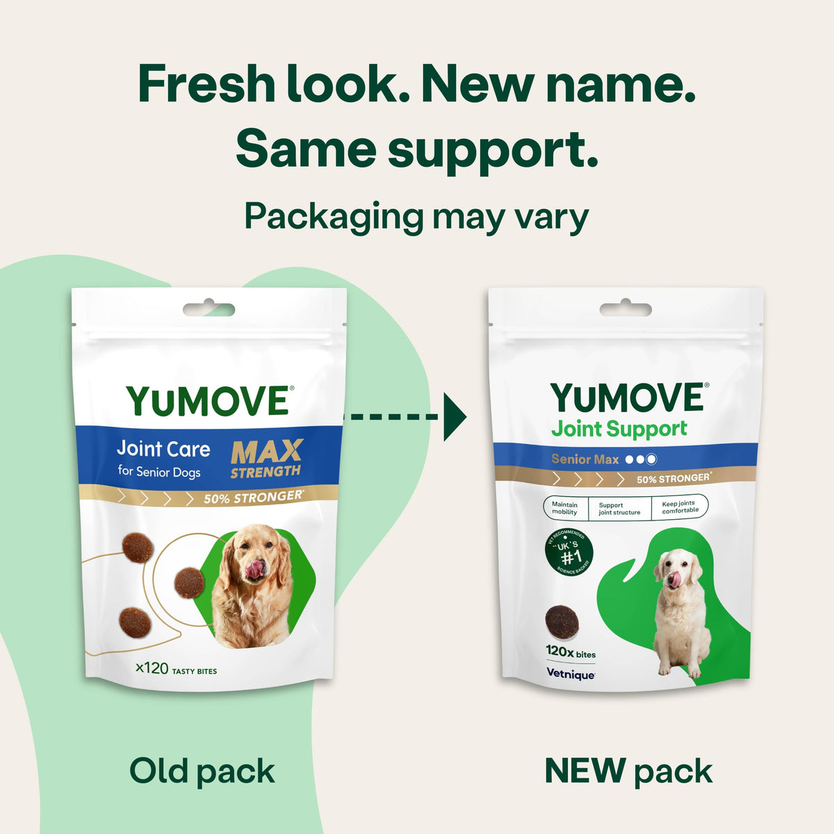 YuMOVE Max Strength Joint Supplement, Hip & Joint Aid with Glucosamine, Chondroitin, Green Lipped Mussel, Aged 8+, 60 Chews | Unflavoured