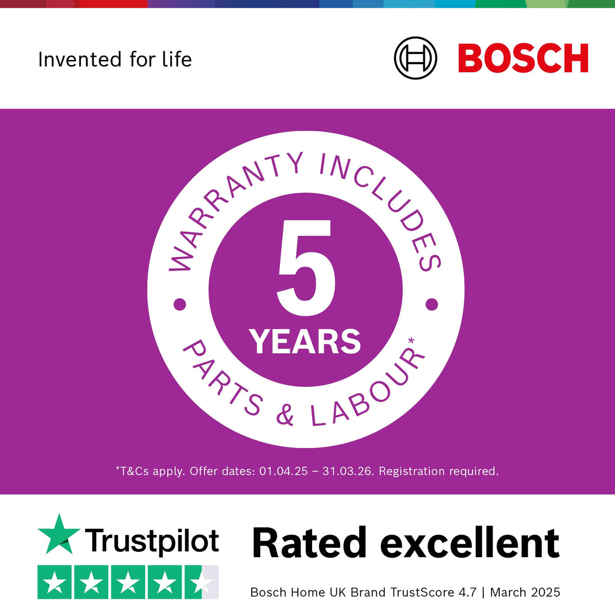 Bosch Series 6 WGJ25400GB Washing Machine, 10kg, 1400rpm, Energy Rating A, Freestanding, White