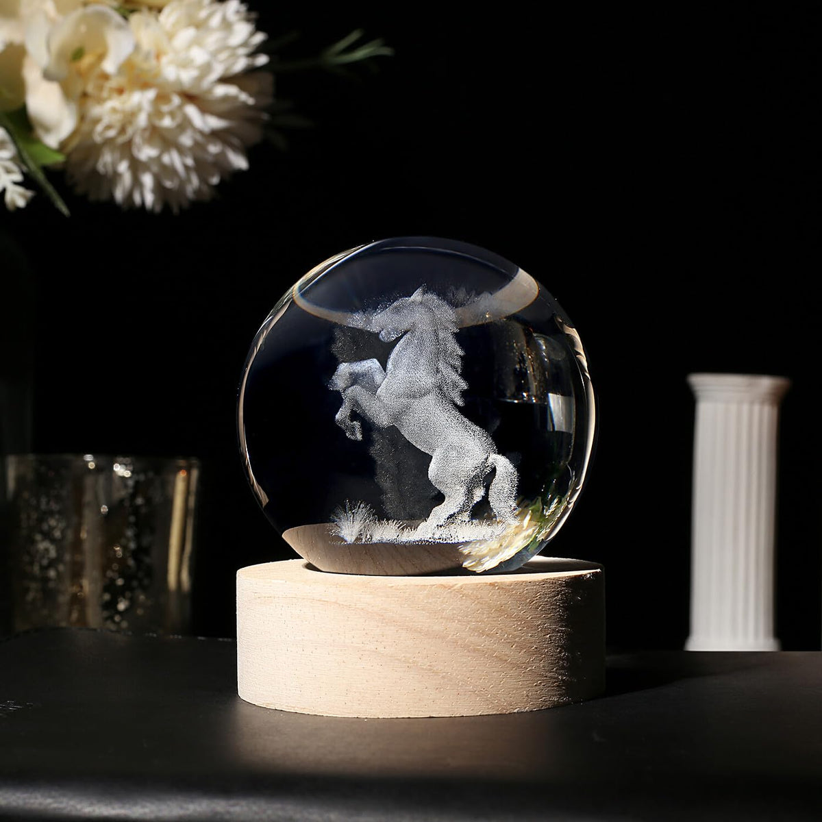 Glass Christmas Reindeer 3D Crystal Ball Christmas Ornaments
