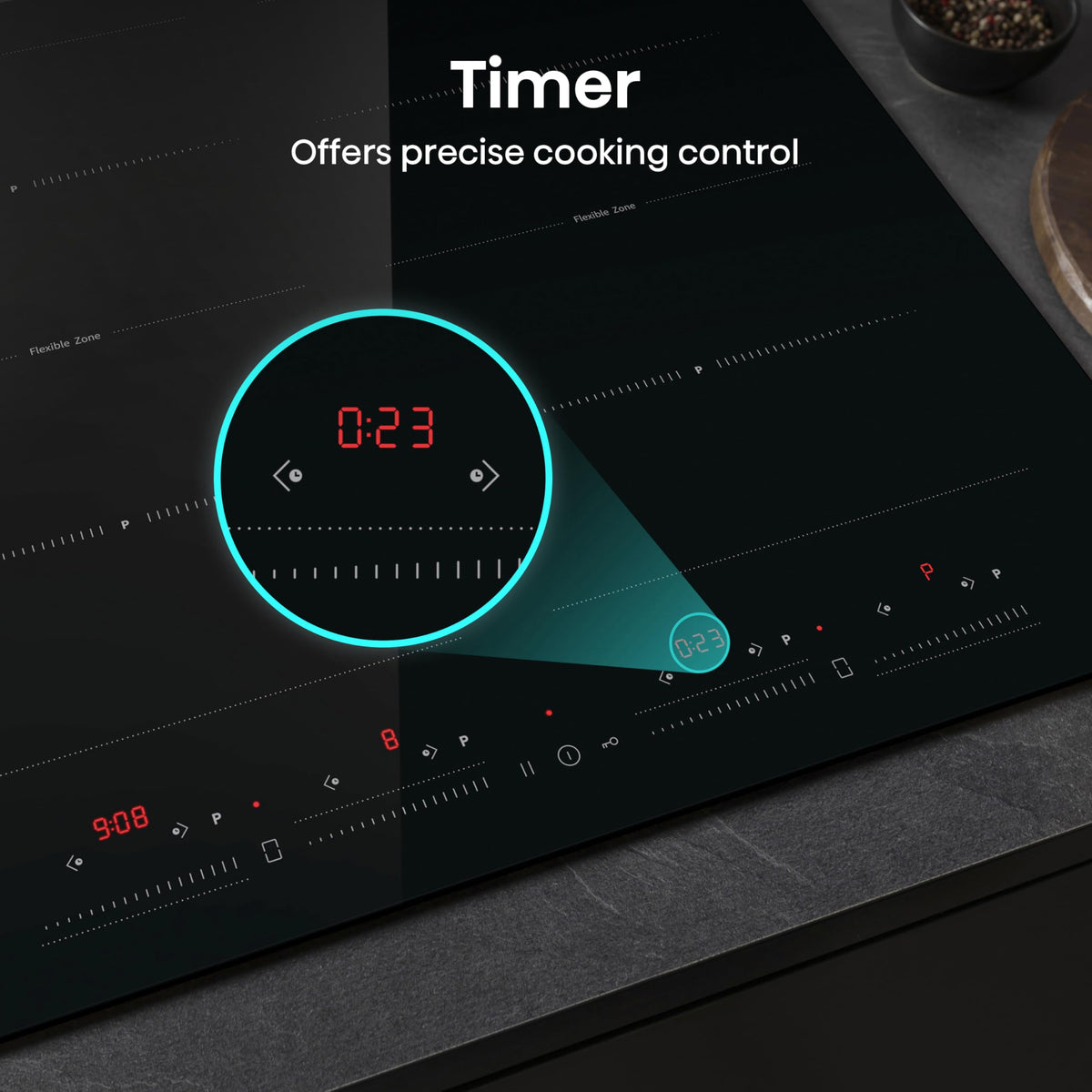 Hisense E6432C Built-in 60cm Electric Ceramic Hob with Child Lock, Touch control, Timer Function - Black 7200W, 20 x 24 x 2 inches (L x W x H)