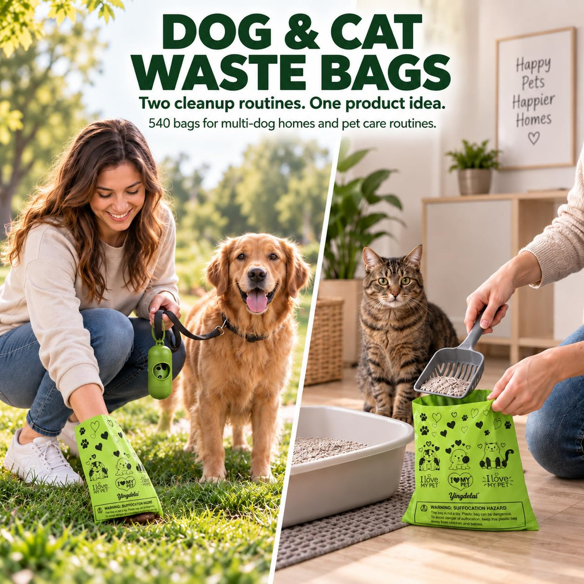 Biodegradable Dog Poo Bags with Dispenser Leak Proof - 280 Count Scented