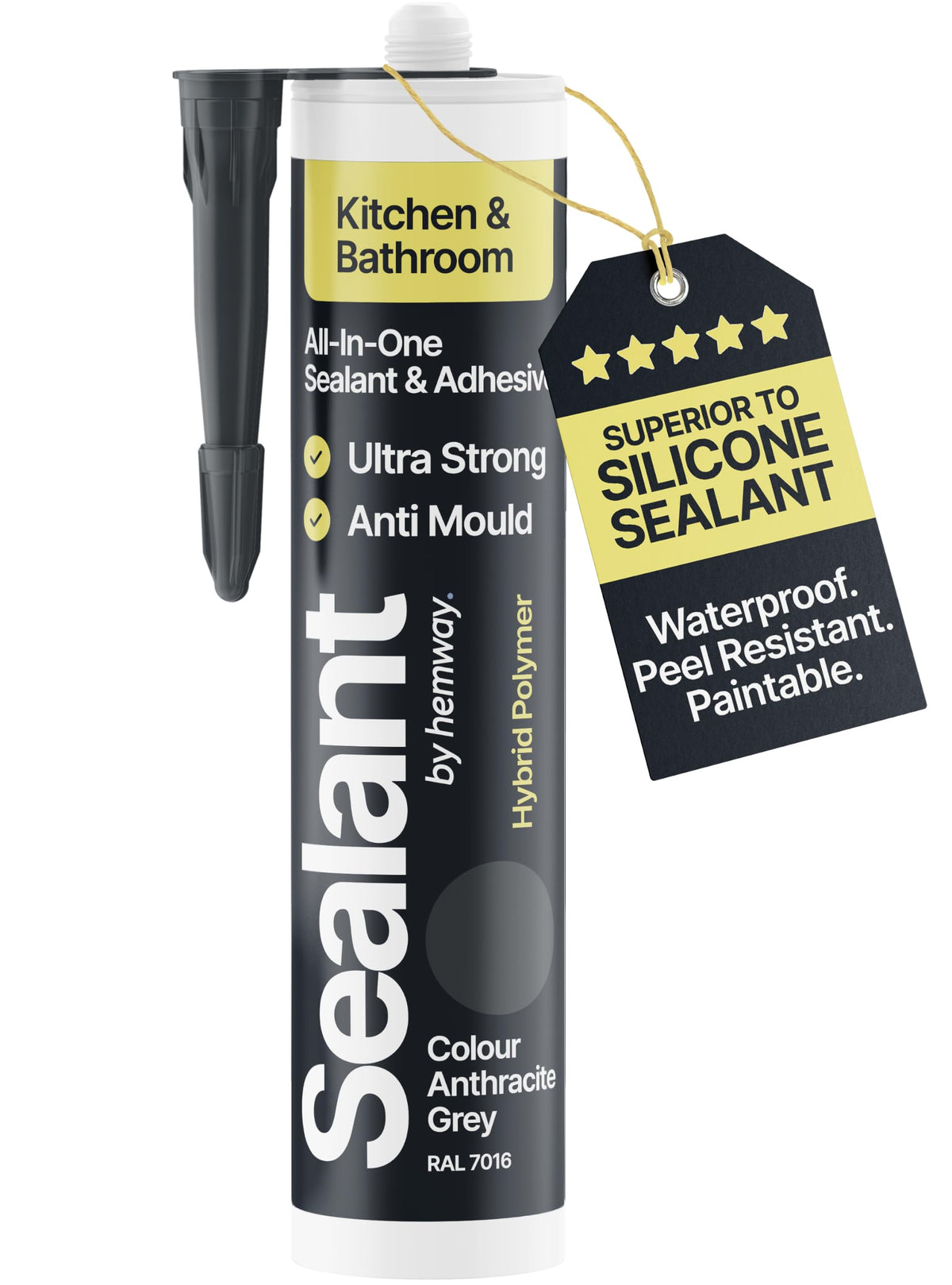 Hemway Kitchen & Bathroom Crystal Clear Sealant & Adhesive 300ml 3 Pack