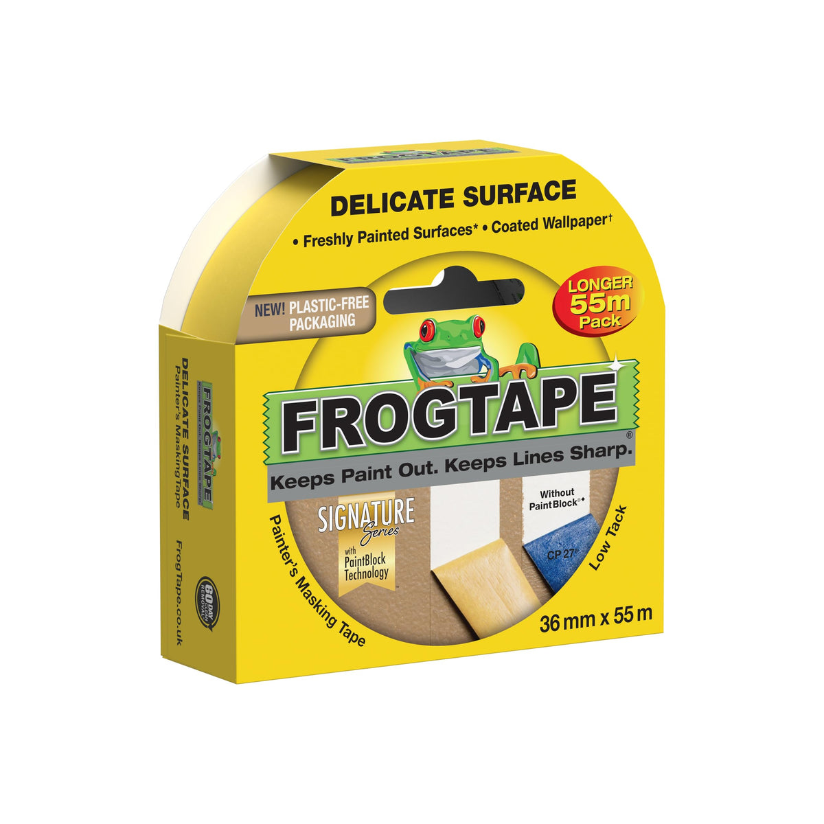 Frog Tape Yellow Delicate Surface Painters Masking Tape 24mm x 55m. Indoor painting and decorating for sharp lines and no paint bleed