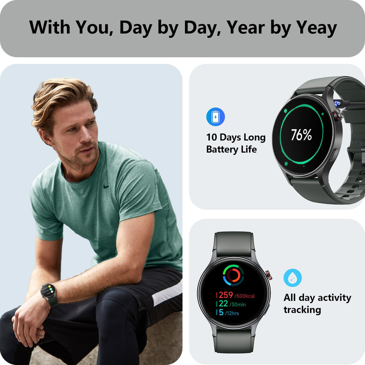Smart Watch for Women, Answer/Make Call, 1.32'' AMOLED Ultra-Clear Screen Fitness Trackers with Heart Rate/Sleep/SpO2 Monitor, Smartwatch for iPhone/Samsung/Android, 110+ Sport Modes, 3ATM Waterproof