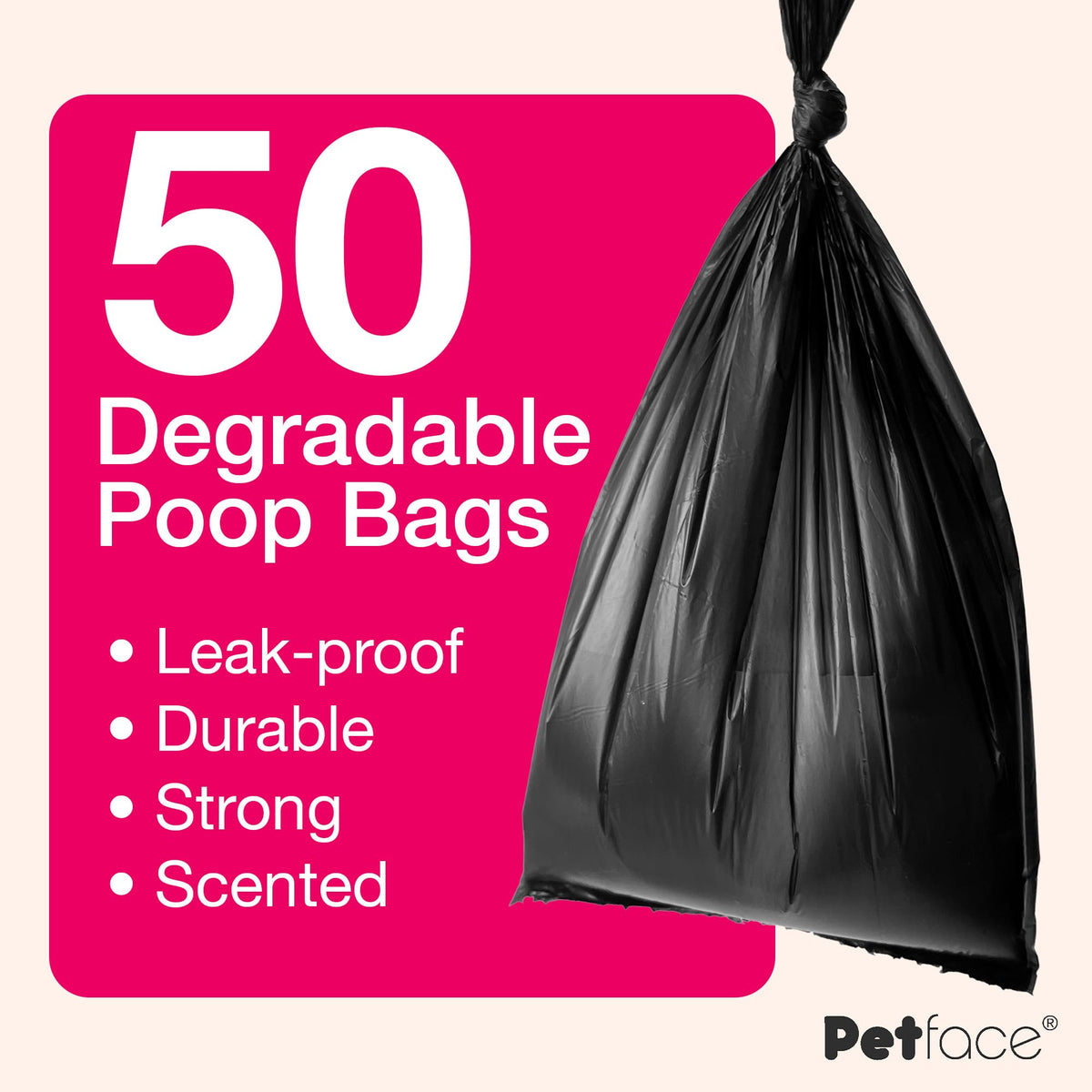 Petface No Mess Degradable Poop Bags With Tie Handles (Pack of 100)