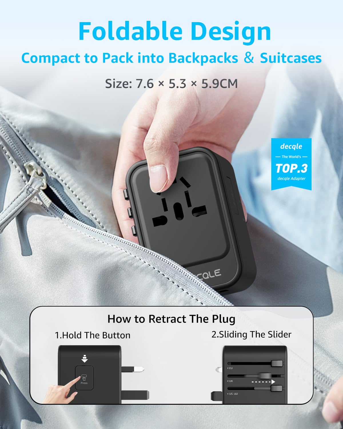 Universal Travel Adapter for International Travel - EU UK US AU JP