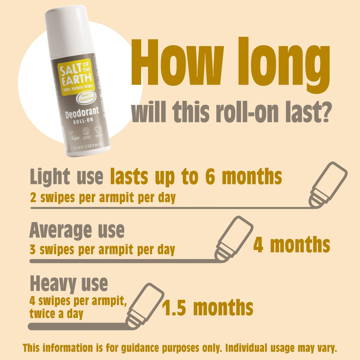 Salt of the Earth Natural Deodorant Roll On - Lavender & Vanilla - 75ml
