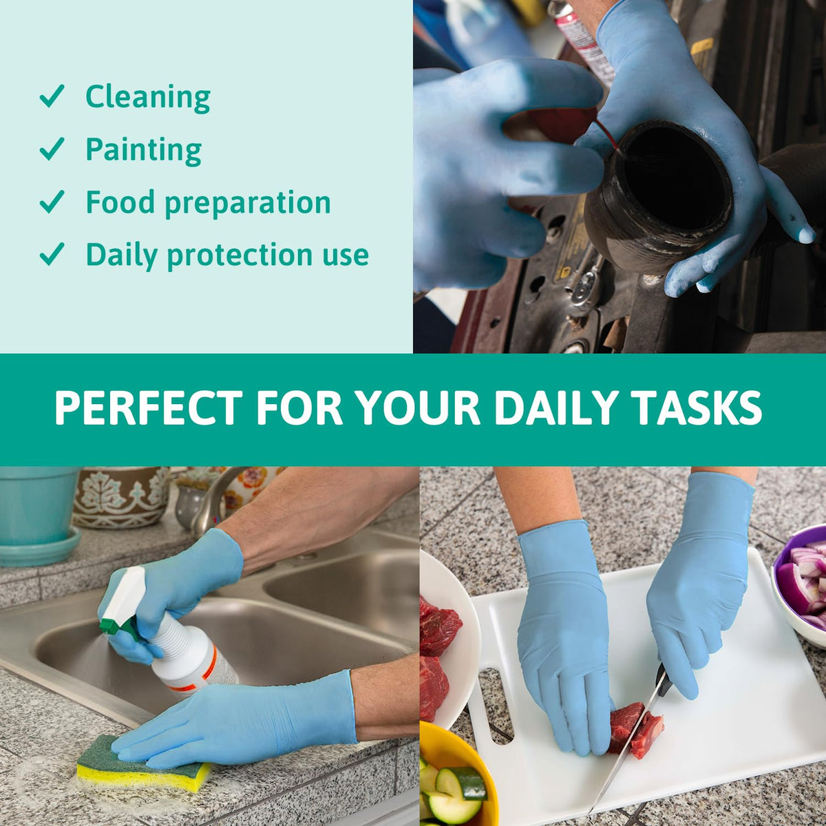 Ansell Microflex 93-732, Multipurpose Nitrile Disposable Gloves for Precise Handling and Mechanical Tasks, Latex Free, Powder-Free, Size M (100 Pieces)