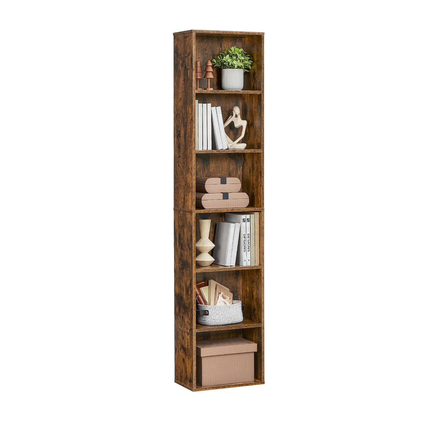 VASAGLE Bookcase, 6-Tier Bookshelf, Open Storage Shelf, Shelving Unit, 24 x 60 x 178.5 cm, for Living Room, Home Office, Dinning Room, Cloud White LBC169T14