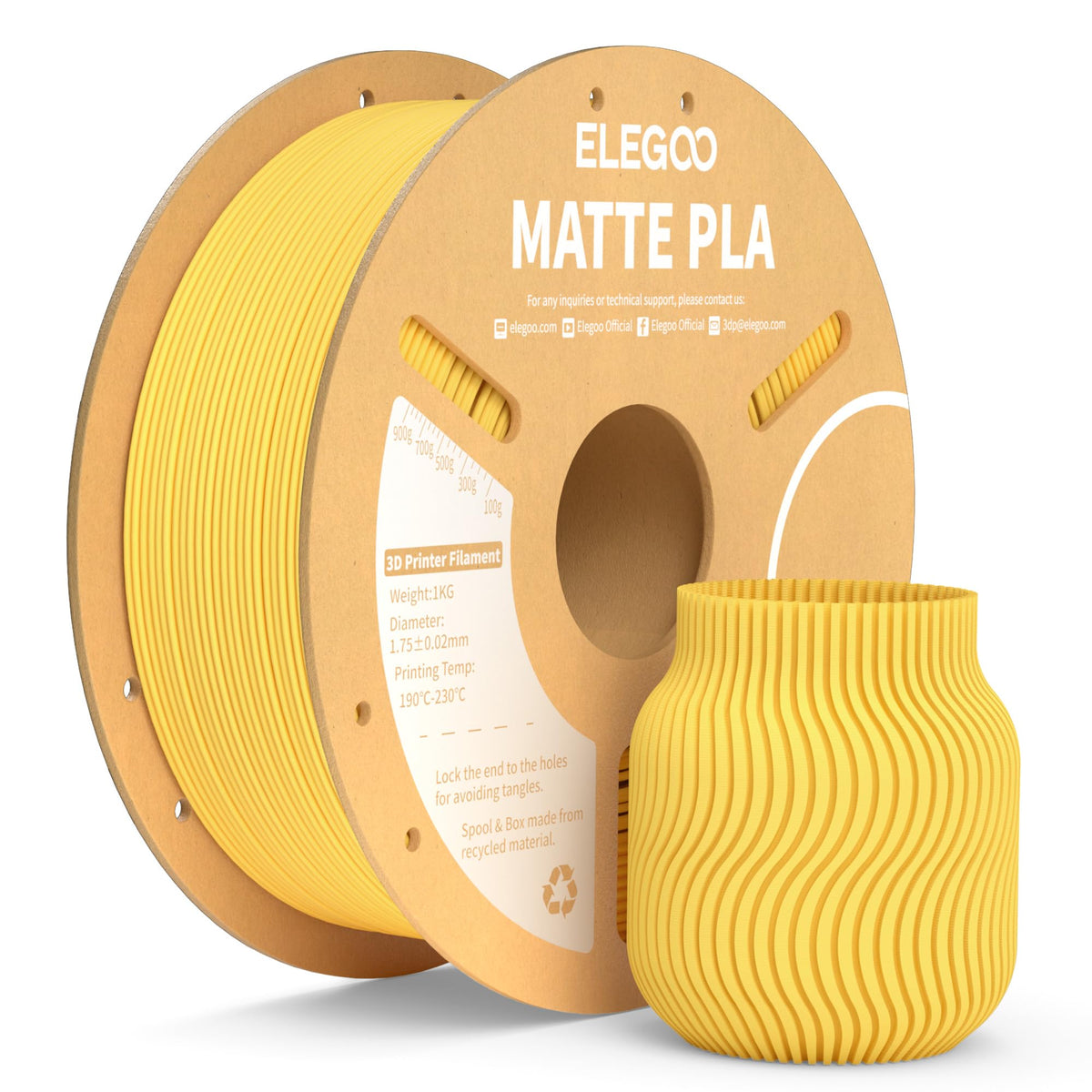 ELEGOO Matte PLA 3D Printer Filament Lavender Purple 1KG 1.75mm