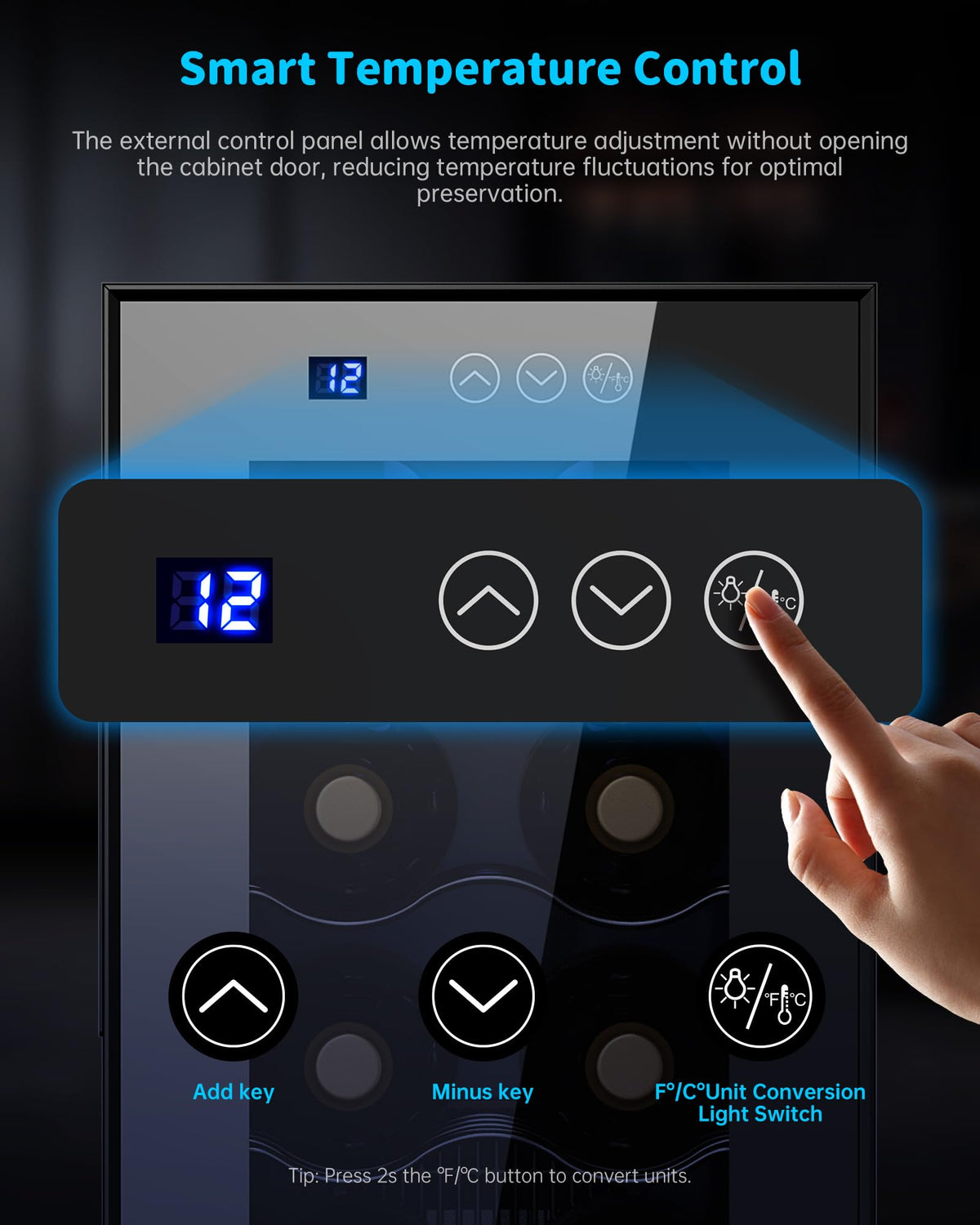 WIE 48L Drinks Fridge with Glass Door, Beer Fridge for 68 Cans or 12 Wine Bottles, Mini Fridge 4-16°C Touch Control, Quiet Beverage Refrigerators with LED Light, Reversible Door for Home, Bar, Office