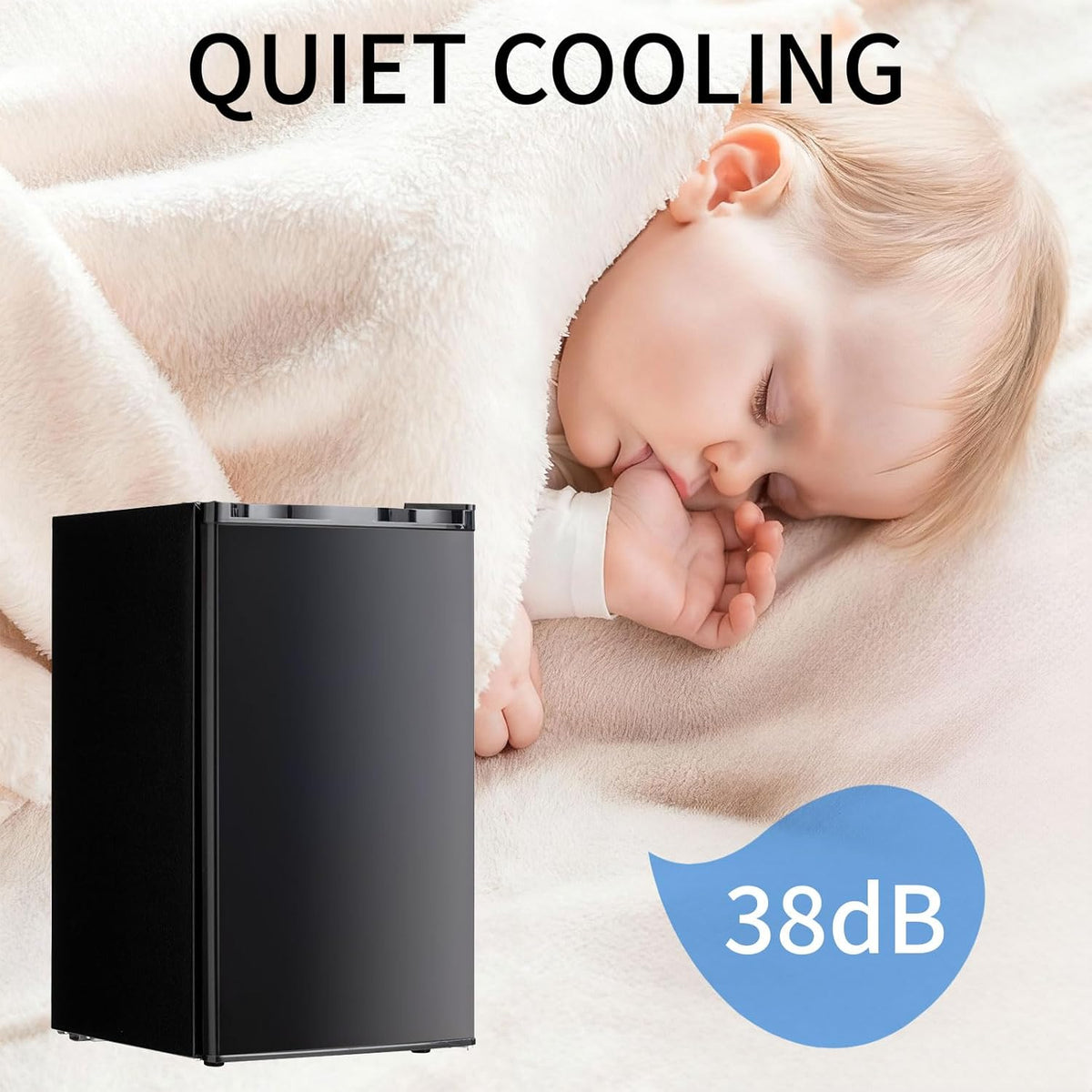 91 L Mini Fridge with Freezer, Single Door Small Refrigerator, Dorm Fridge with 7 Adjustable Thermostat, Energy Saving, Low Noise, Compact Refrigerator for Office, Bedroom, Dorm, Black