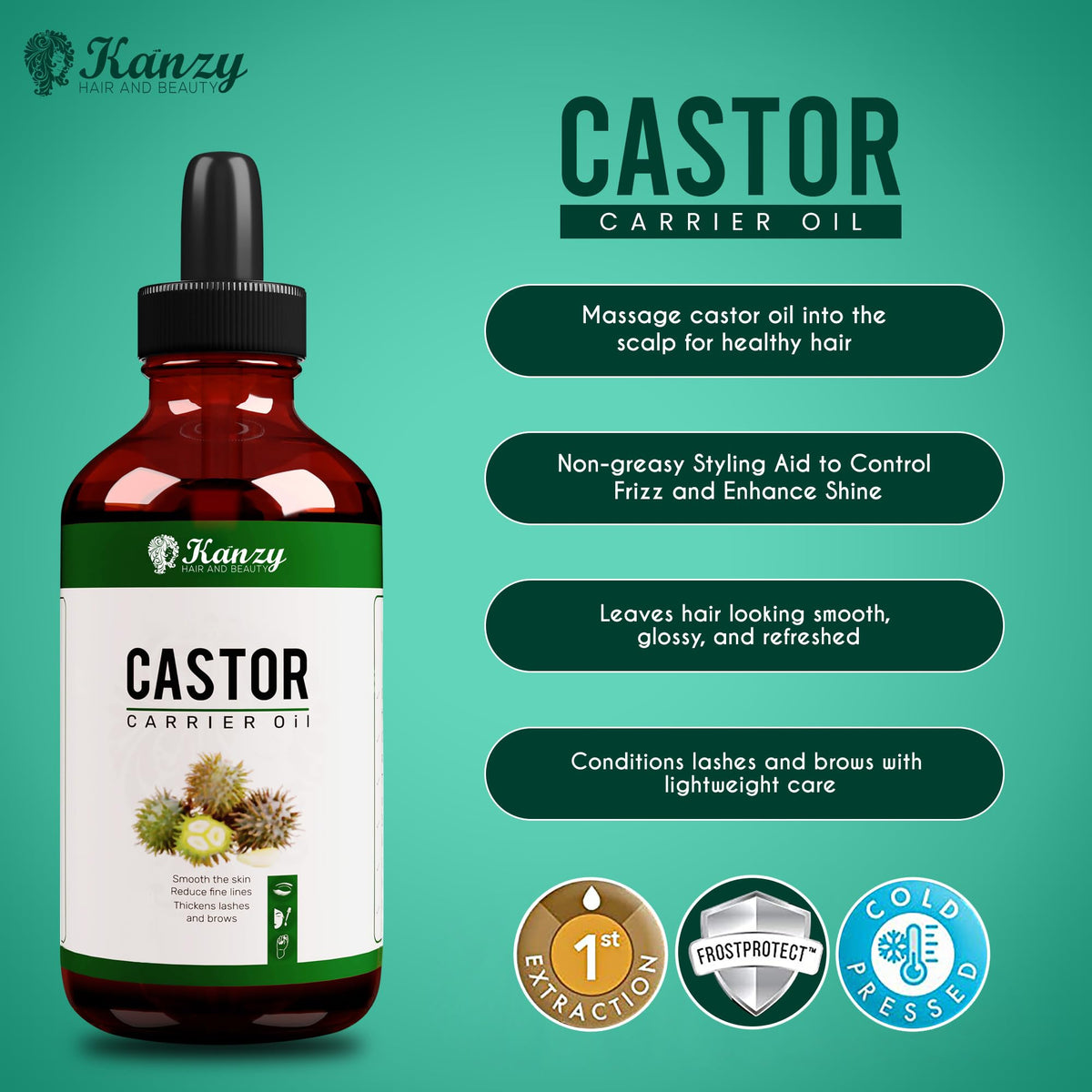 Kanzy Vitamin E Oil for Skin, Hair, Lips and Face - Naturally Sourced Multi-Purpose Plant-Based Vitamin E Oil for Hair Growth as Skincare and Haircare Product for both Men and Women (30 ml)