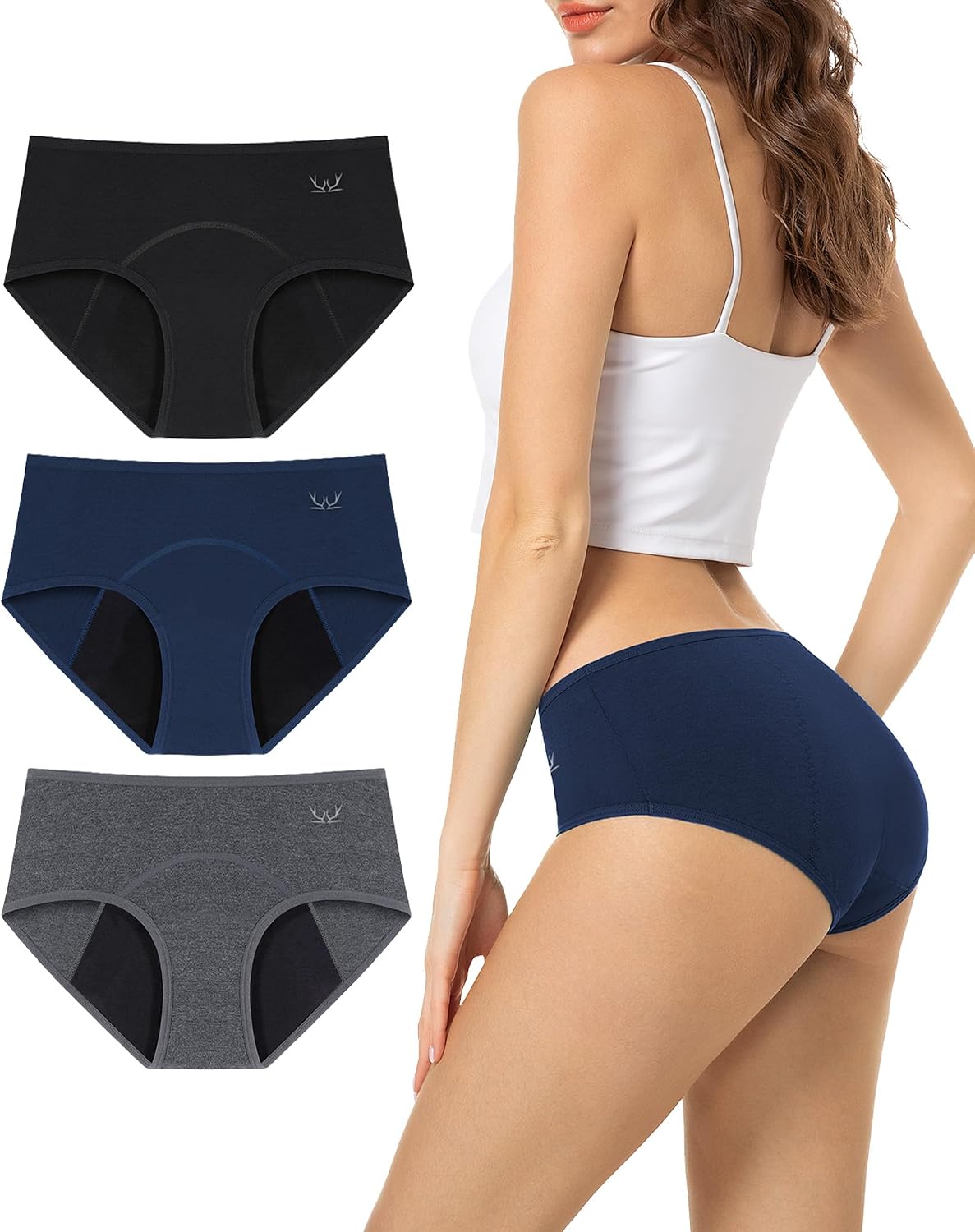 TANSTC Period Pants for Women, Leakproof Period Underwear Pack of 3